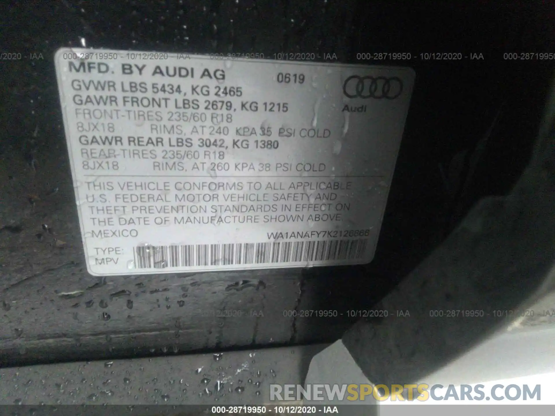 9 Photograph of a damaged car WA1ANAFY7K2126866 AUDI Q5 2019