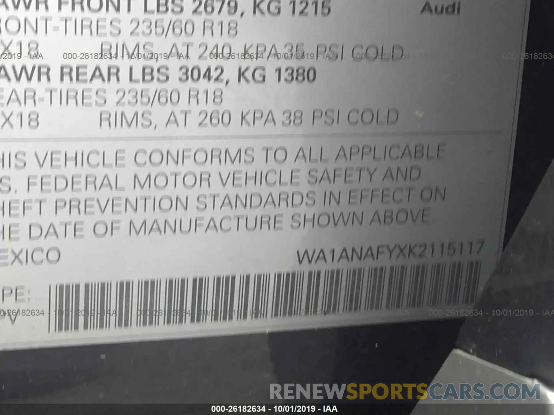 9 Photograph of a damaged car WA1ANAFYXK2115117 AUDI Q5 2019