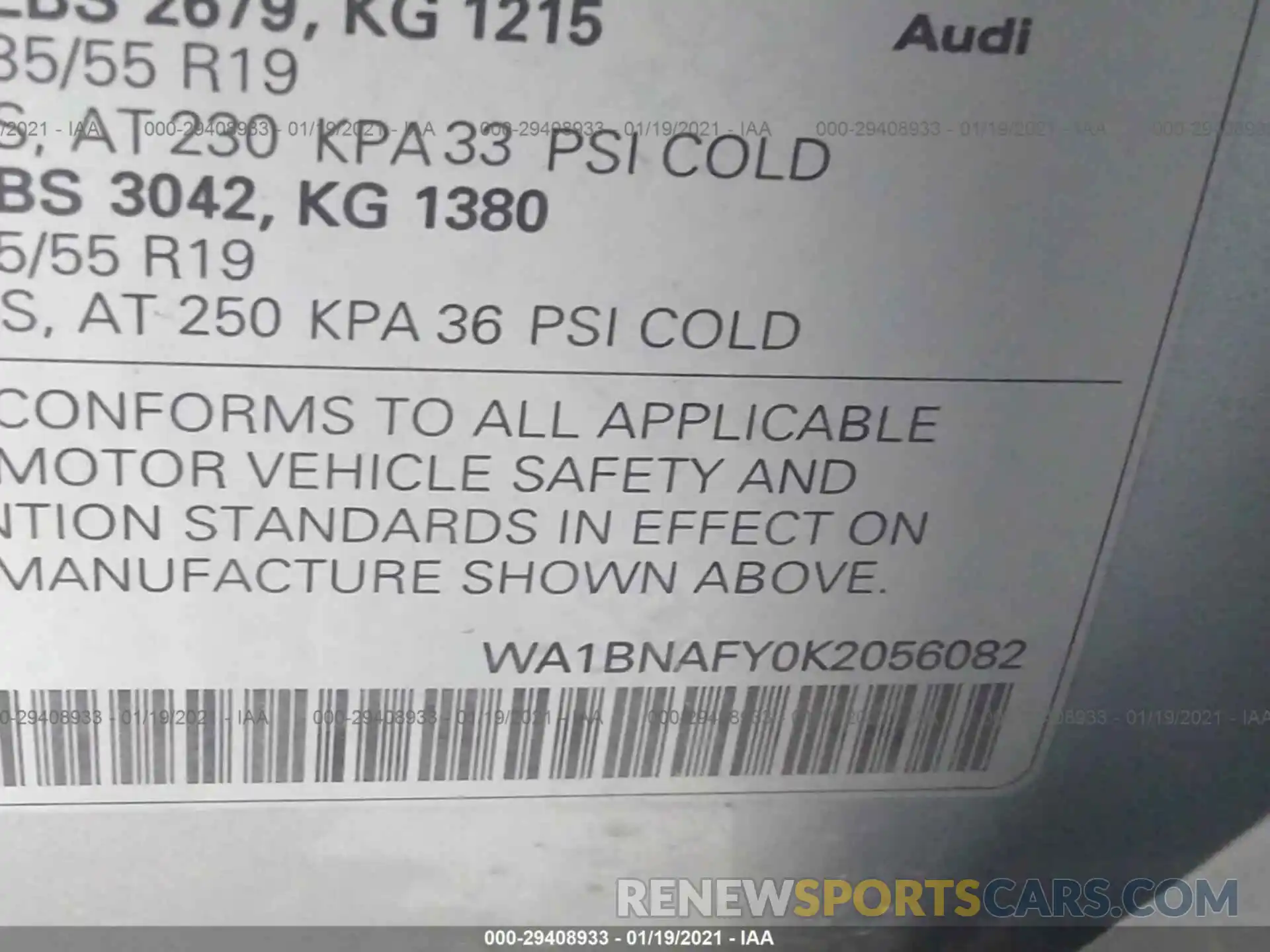 9 Photograph of a damaged car WA1BNAFY0K2056082 AUDI Q5 2019