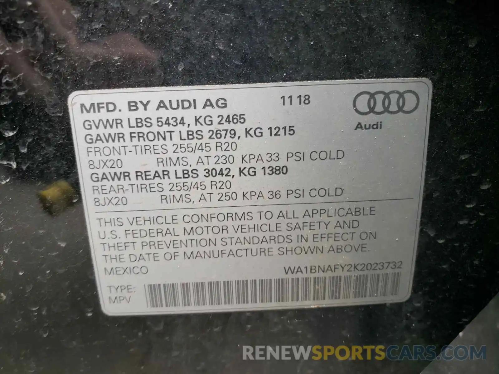 10 Фотография поврежденного автомобиля WA1BNAFY2K2023732 AUDI Q5 2019