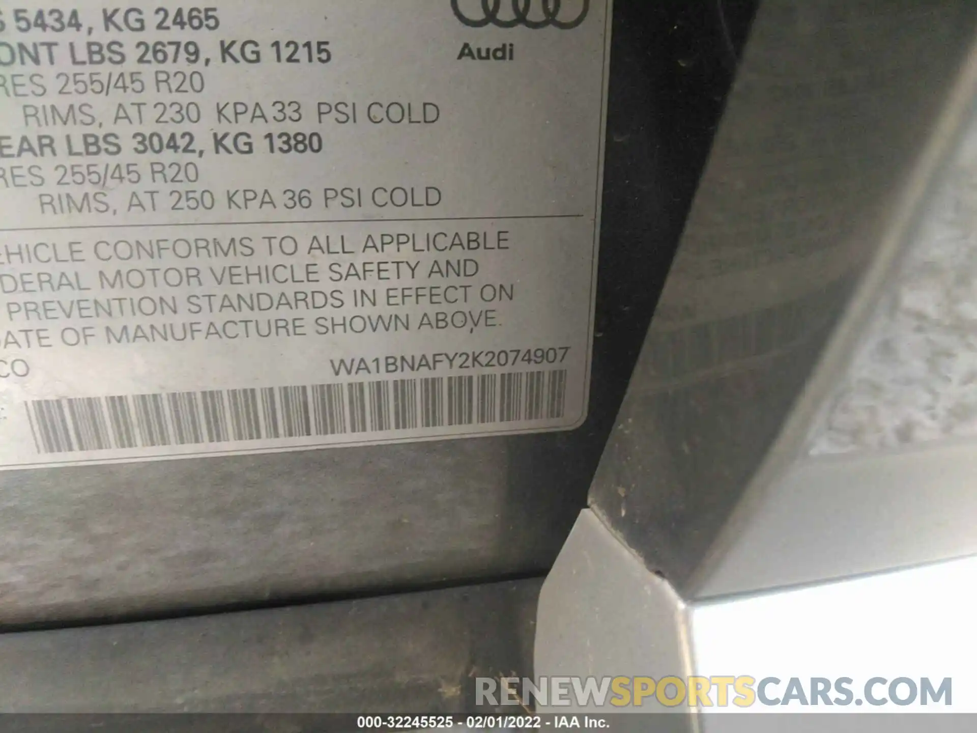 9 Photograph of a damaged car WA1BNAFY2K2074907 AUDI Q5 2019