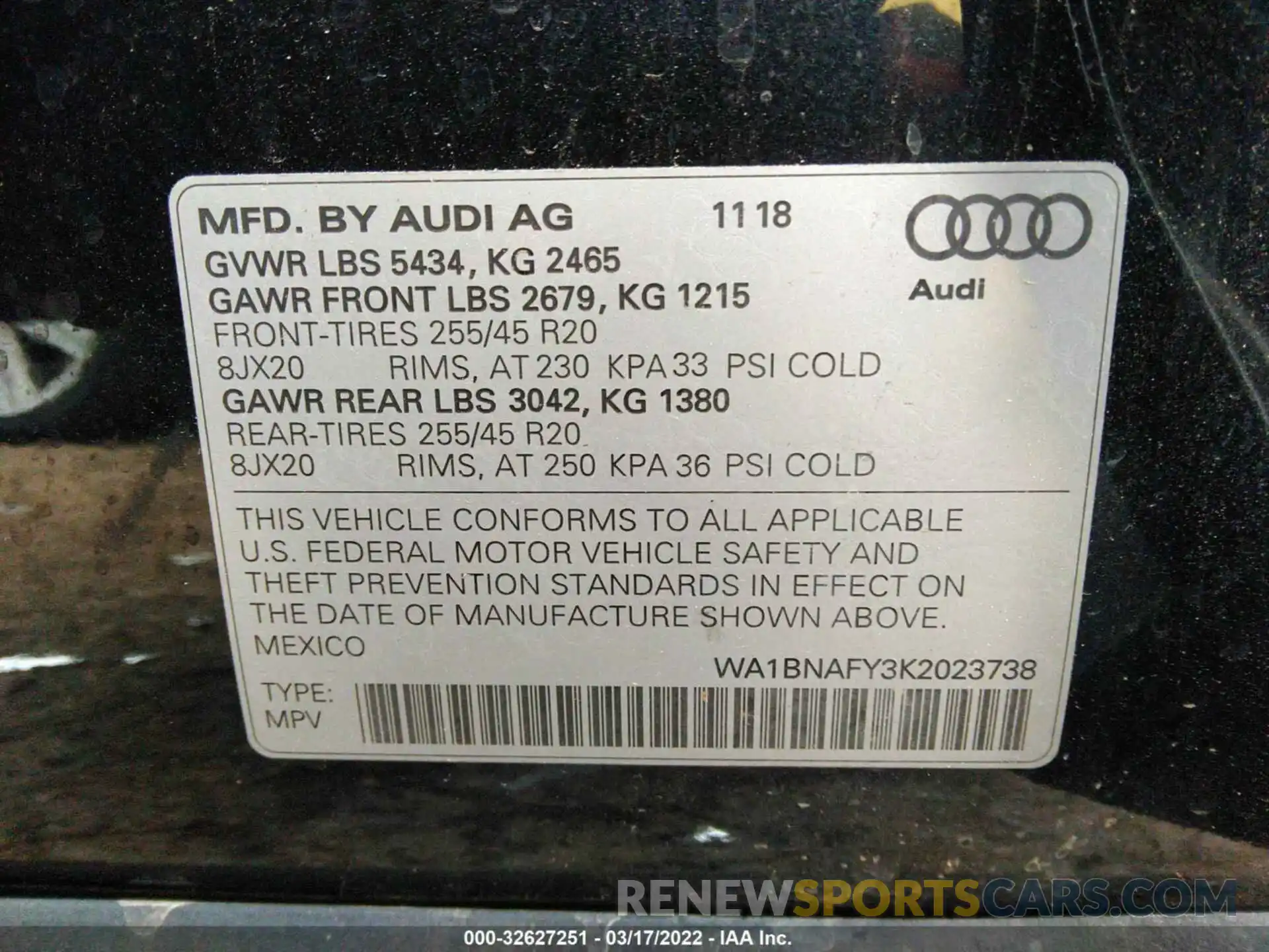 9 Photograph of a damaged car WA1BNAFY3K2023738 AUDI Q5 2019