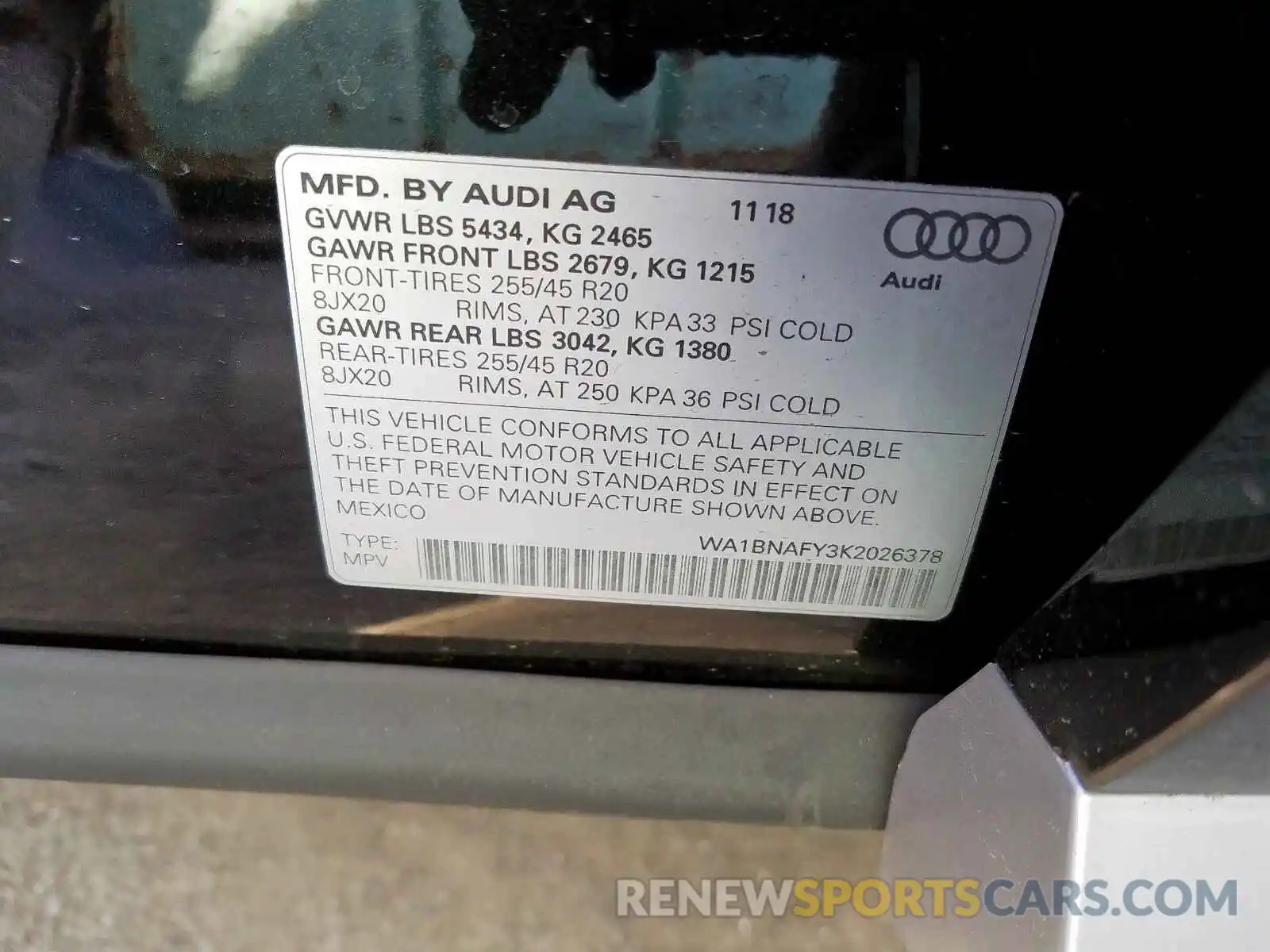 10 Photograph of a damaged car WA1BNAFY3K2026378 AUDI Q5 2019