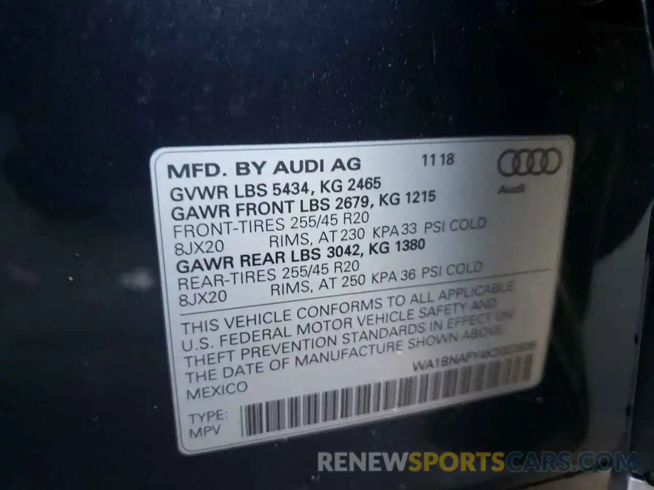 10 Photograph of a damaged car WA1BNAFY4K2022839 AUDI Q5 2019