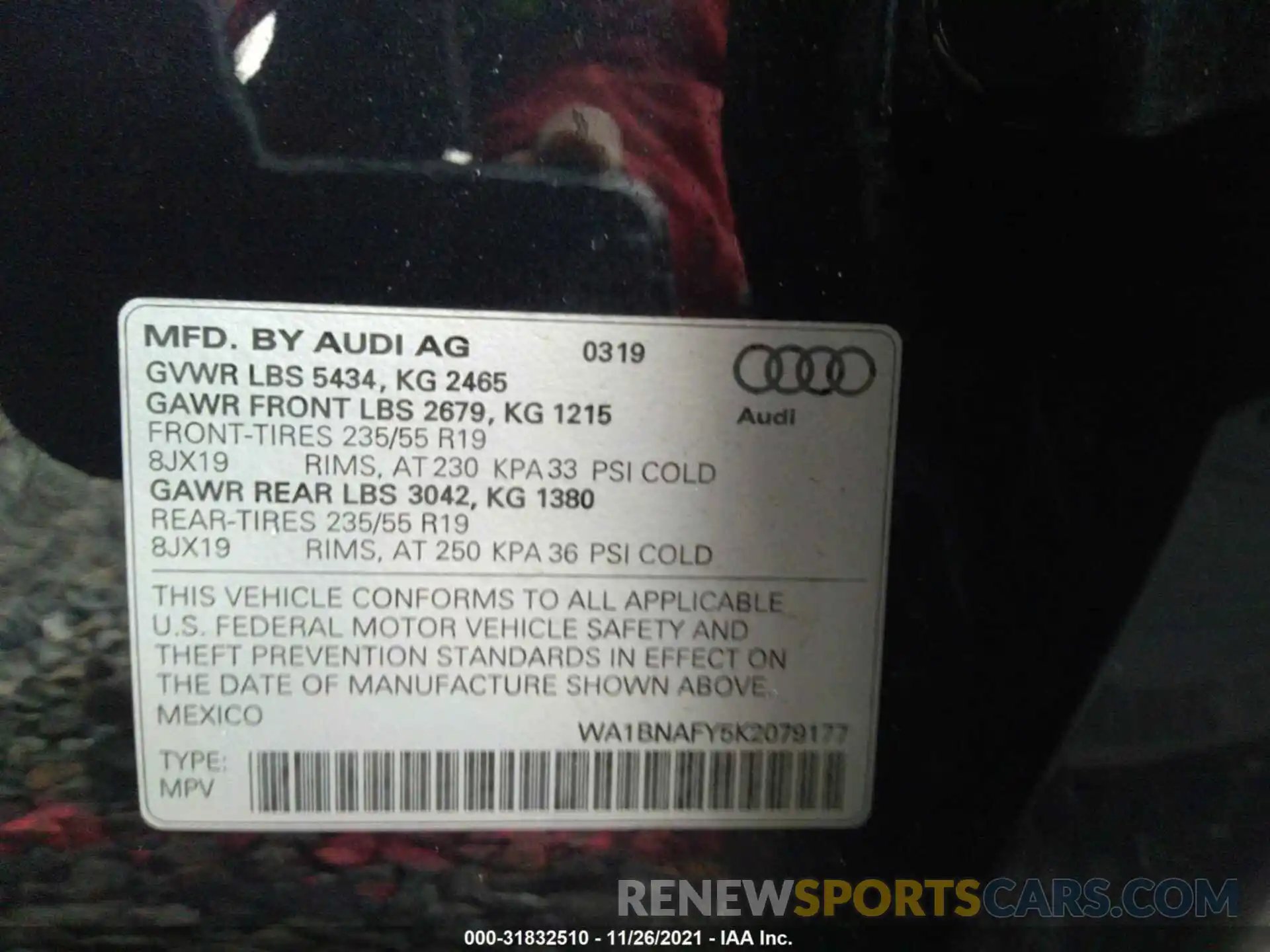 9 Photograph of a damaged car WA1BNAFY5K2079177 AUDI Q5 2019