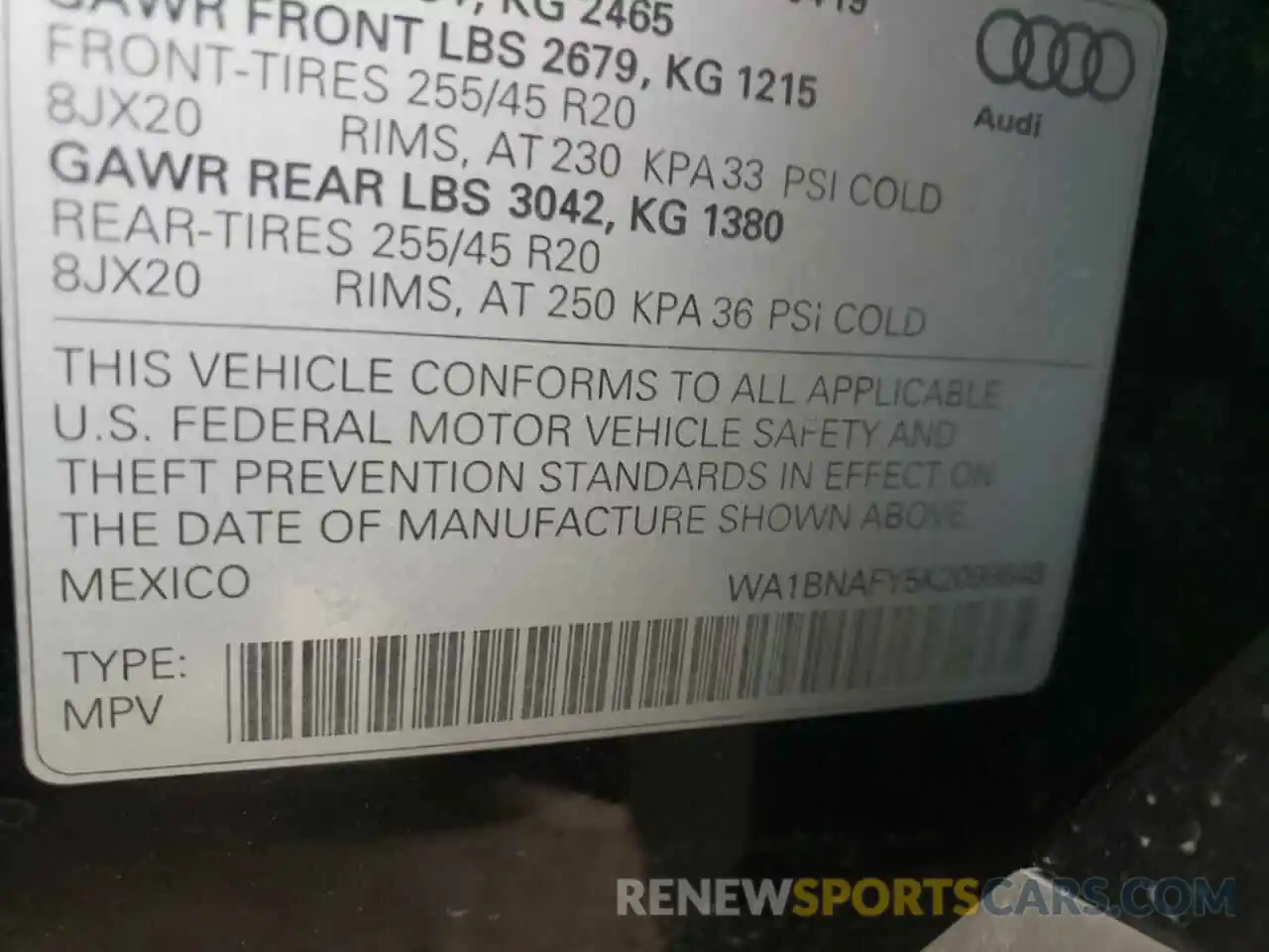 10 Photograph of a damaged car WA1BNAFY5K2099848 AUDI Q5 2019