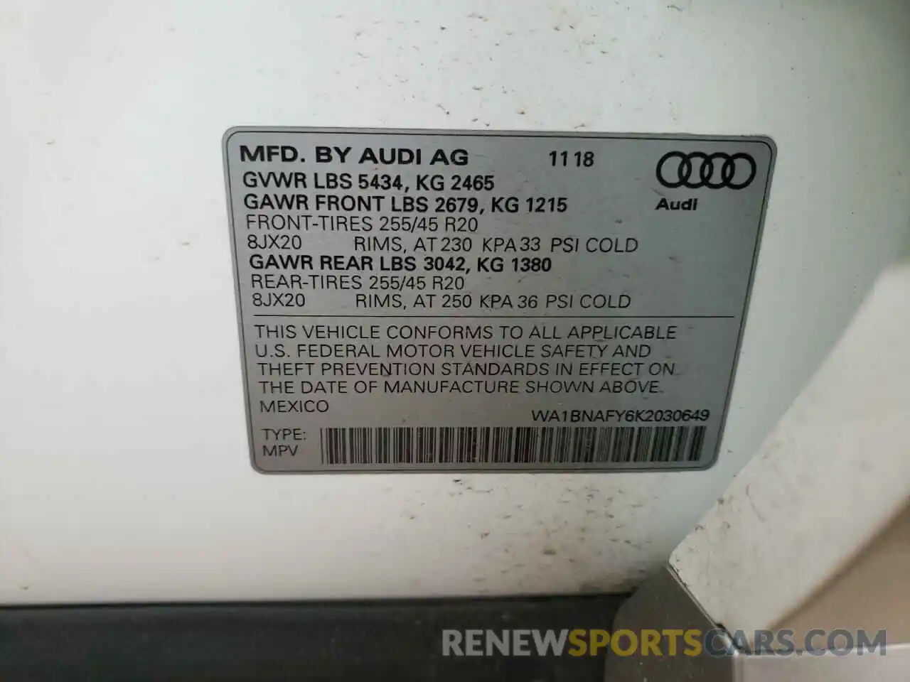 10 Фотография поврежденного автомобиля WA1BNAFY6K2030649 AUDI Q5 2019