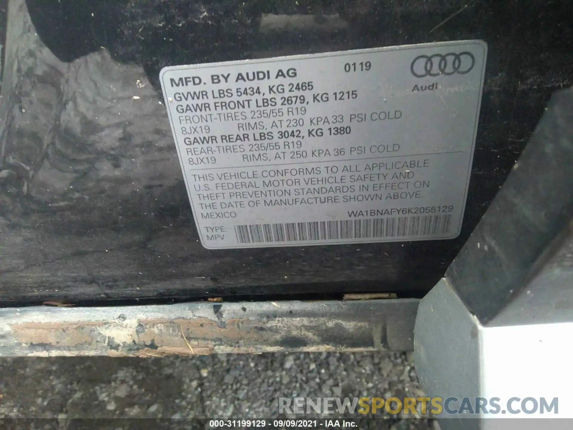 9 Фотография поврежденного автомобиля WA1BNAFY6K2055129 AUDI Q5 2019