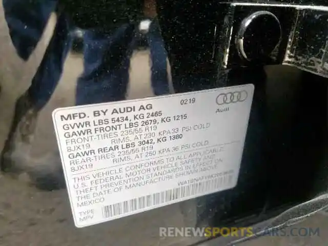 10 Фотография поврежденного автомобиля WA1BNAFY6K2059665 AUDI Q5 2019