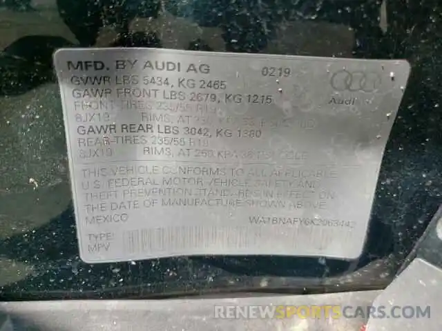 10 Photograph of a damaged car WA1BNAFY6K2063442 AUDI Q5 2019