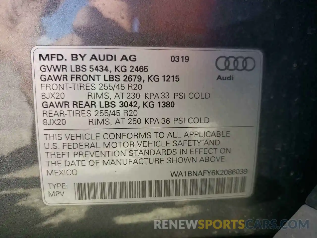 10 Photograph of a damaged car WA1BNAFY6K2086039 AUDI Q5 2019