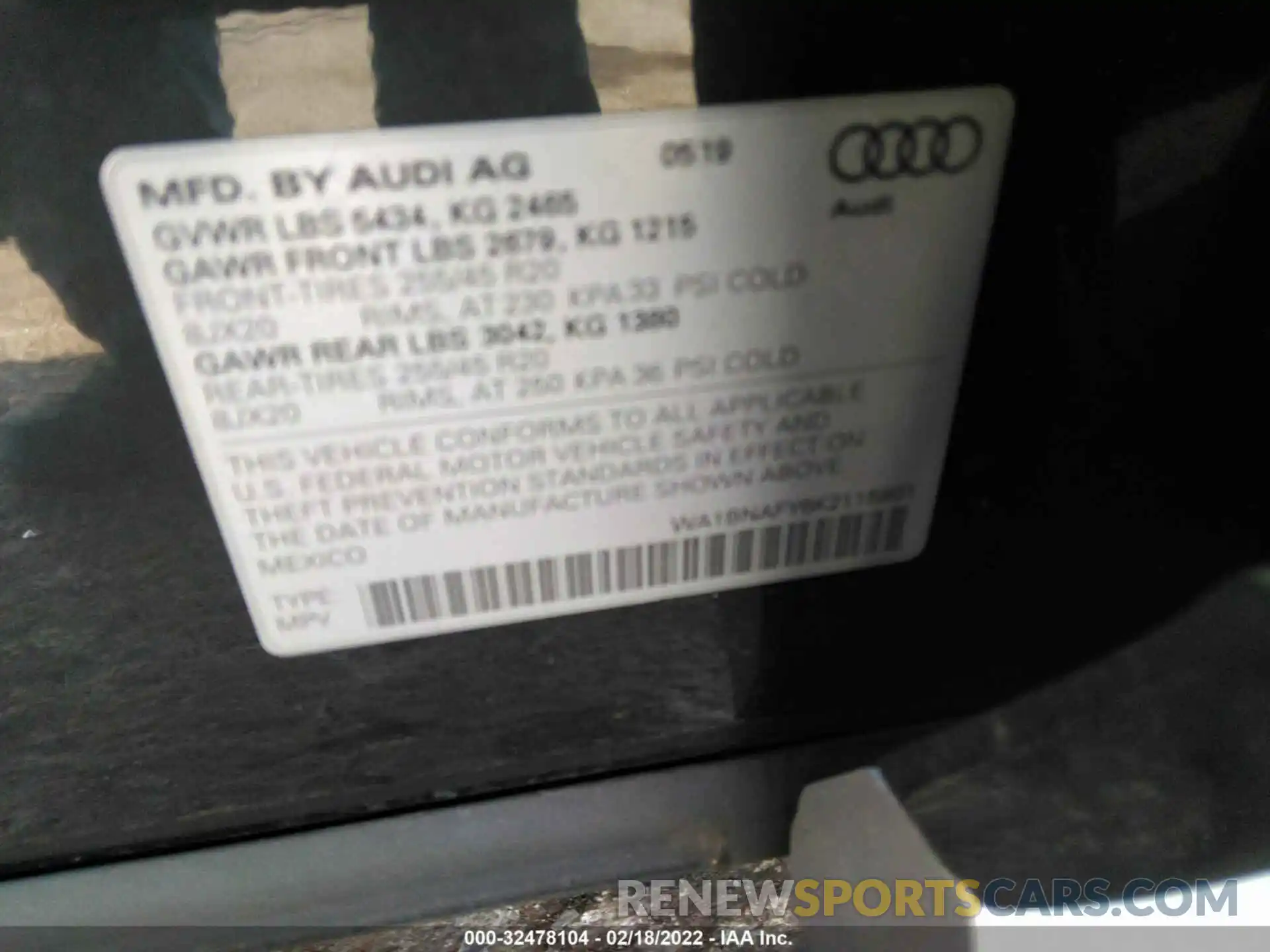 9 Photograph of a damaged car WA1BNAFY6K2115801 AUDI Q5 2019