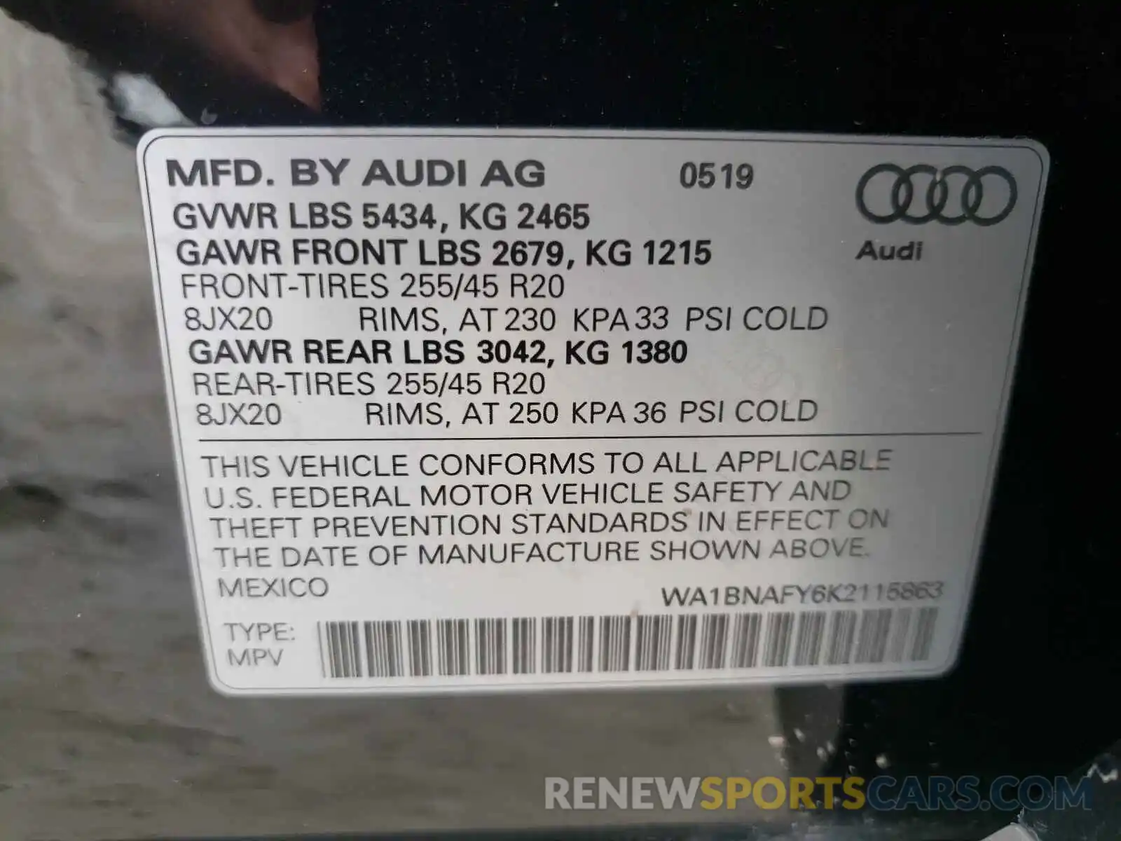 10 Фотография поврежденного автомобиля WA1BNAFY6K2115863 AUDI Q5 2019