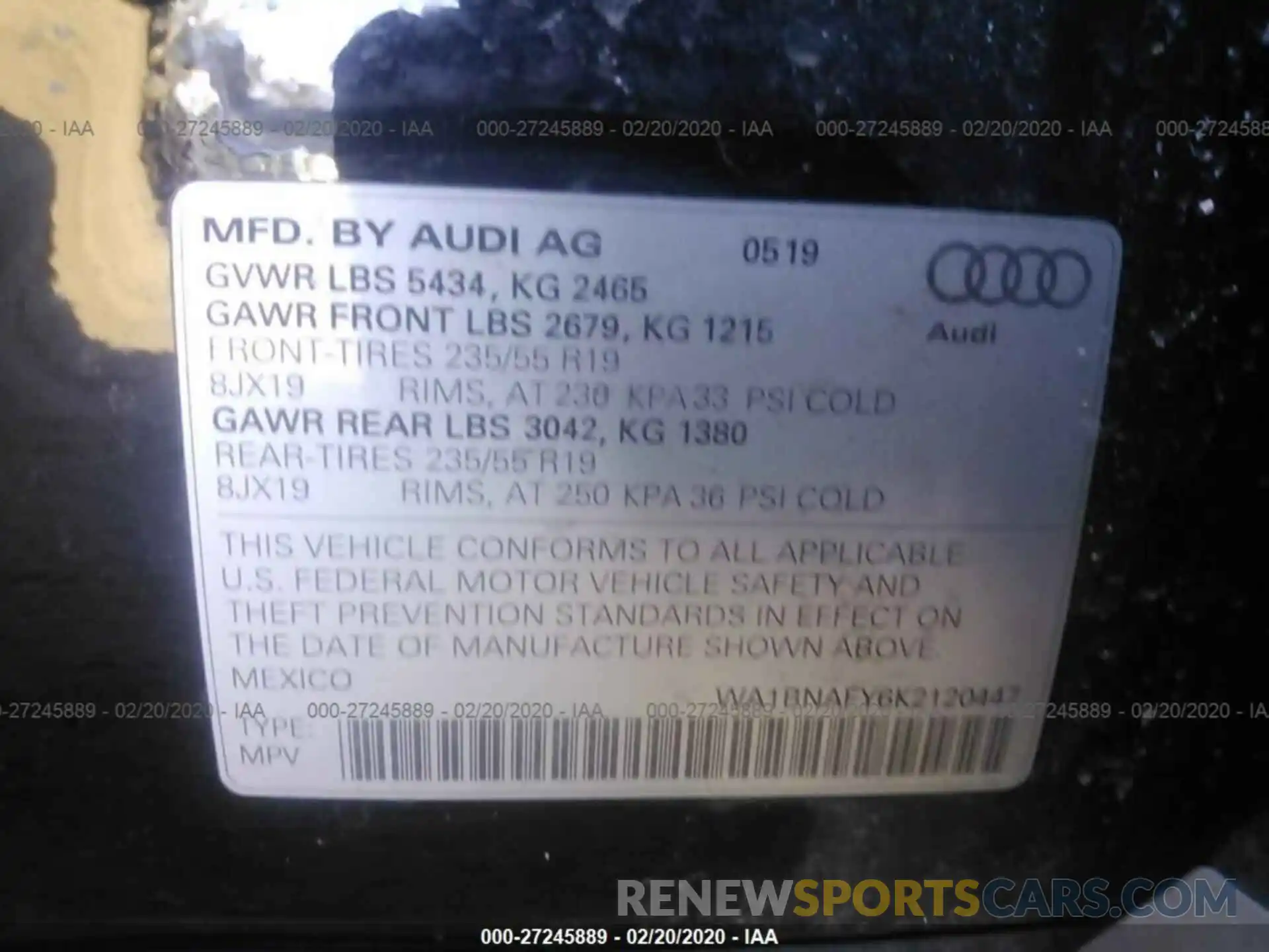 9 Фотография поврежденного автомобиля WA1BNAFY6K2120447 AUDI Q5 2019