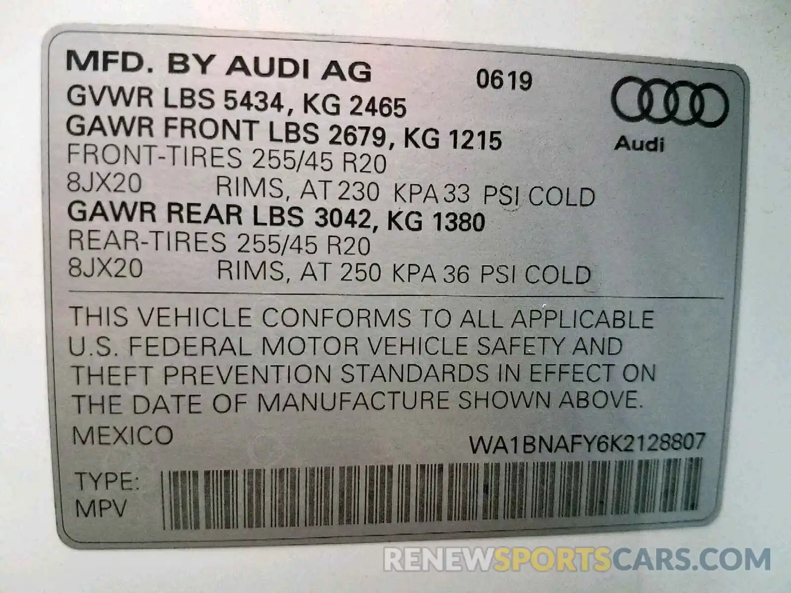 10 Photograph of a damaged car WA1BNAFY6K2128807 AUDI Q5 2019