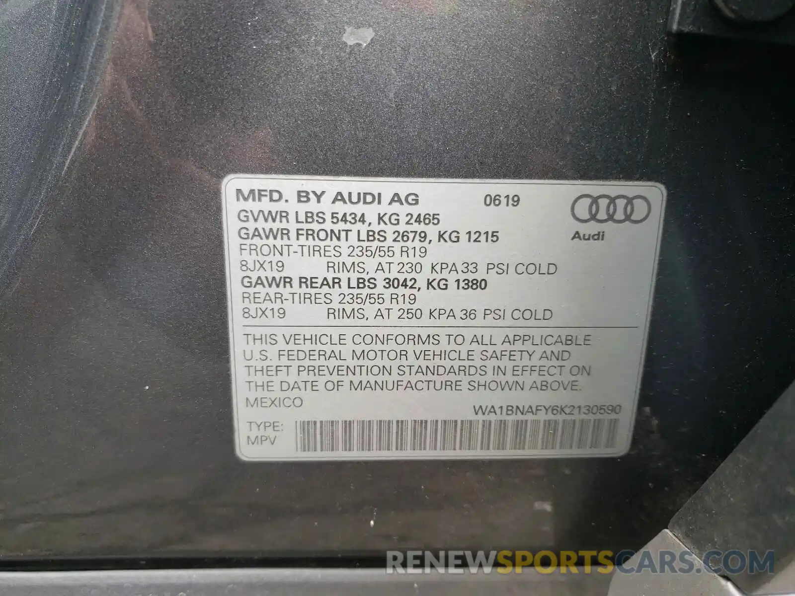 10 Photograph of a damaged car WA1BNAFY6K2130590 AUDI Q5 2019