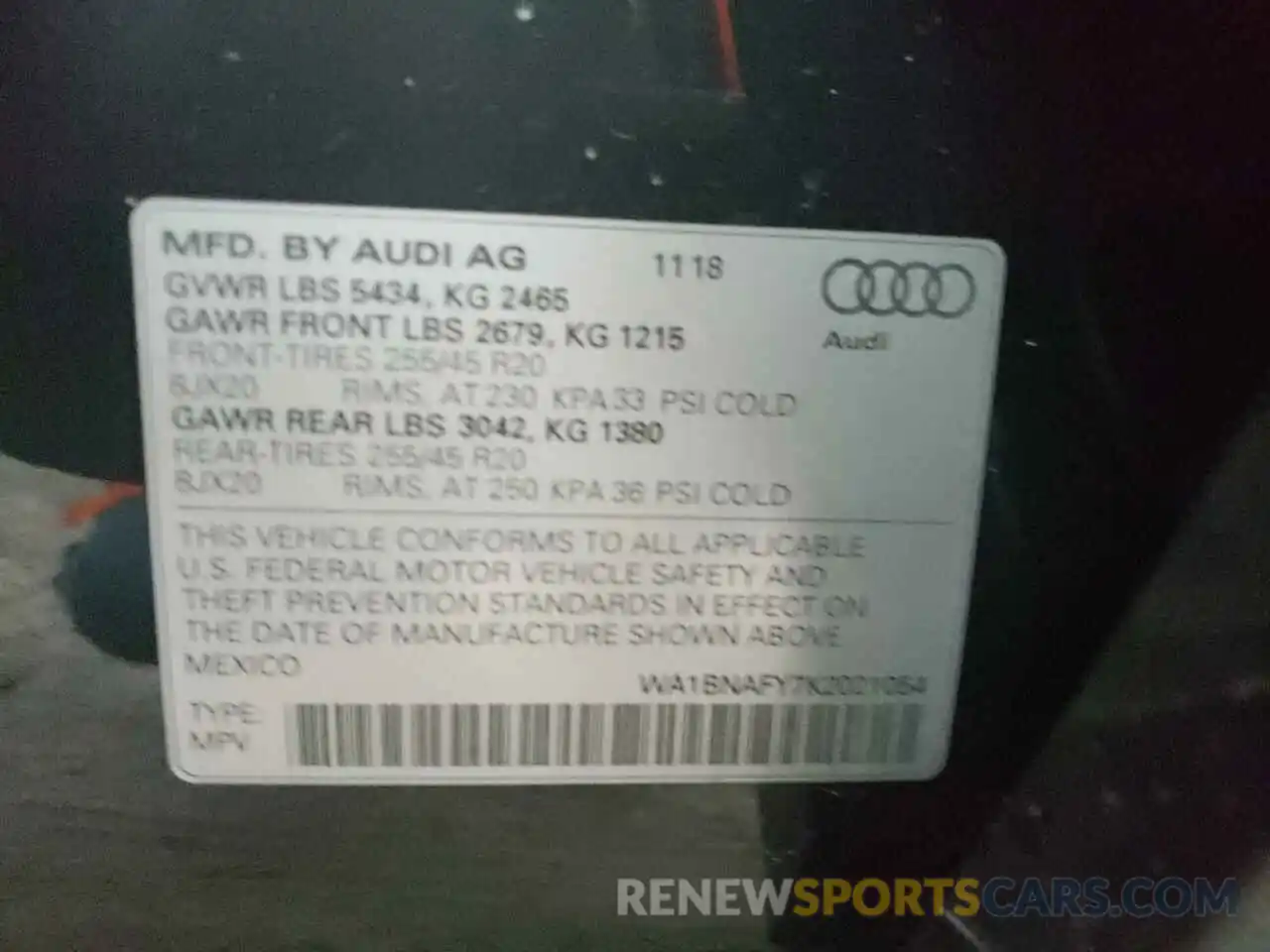 10 Фотография поврежденного автомобиля WA1BNAFY7K2021054 AUDI Q5 2019