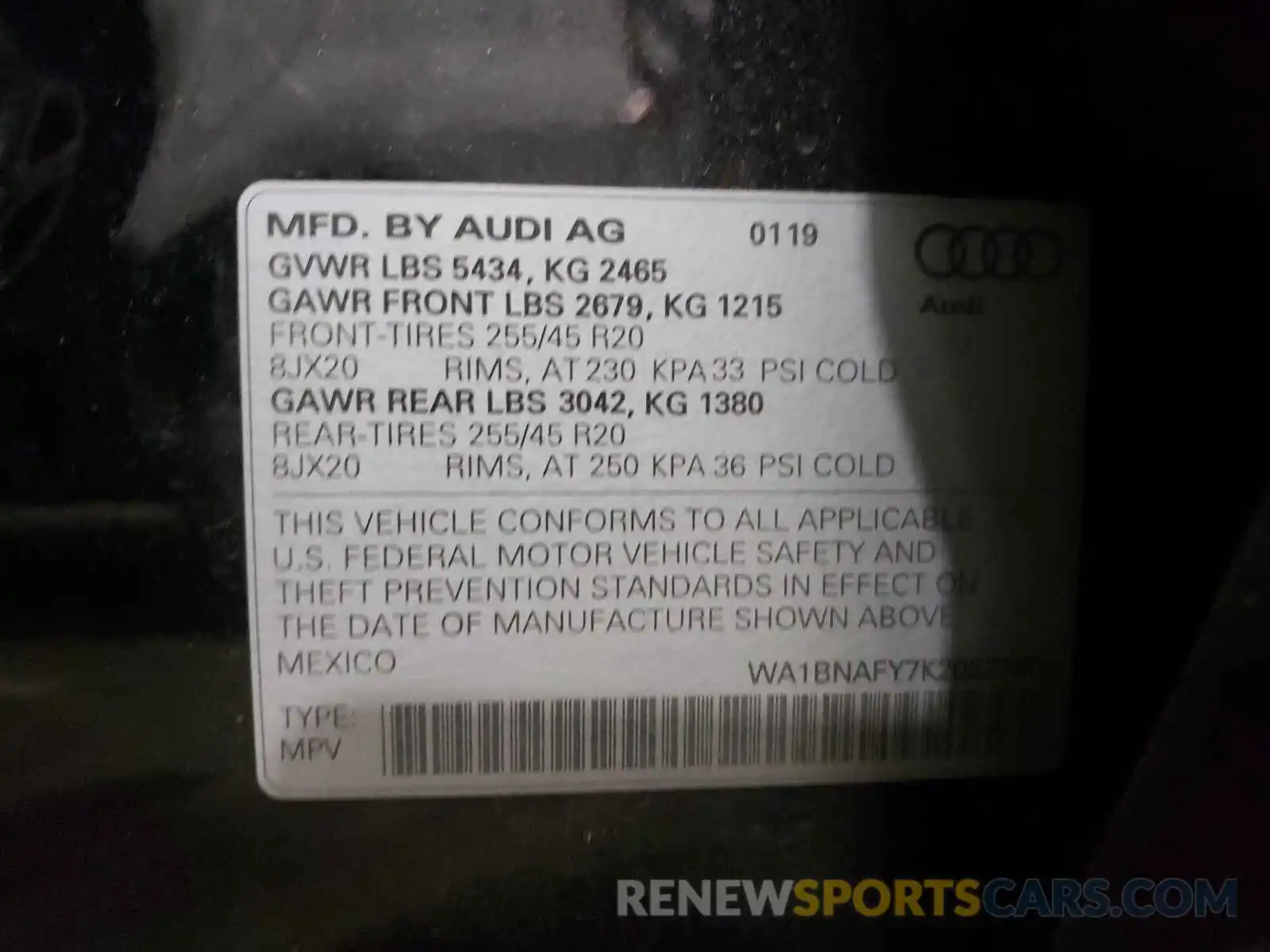 10 Photograph of a damaged car WA1BNAFY7K2052790 AUDI Q5 2019