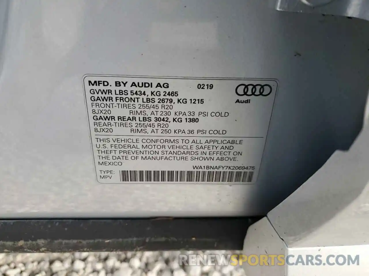 10 Фотография поврежденного автомобиля WA1BNAFY7K2069475 AUDI Q5 2019