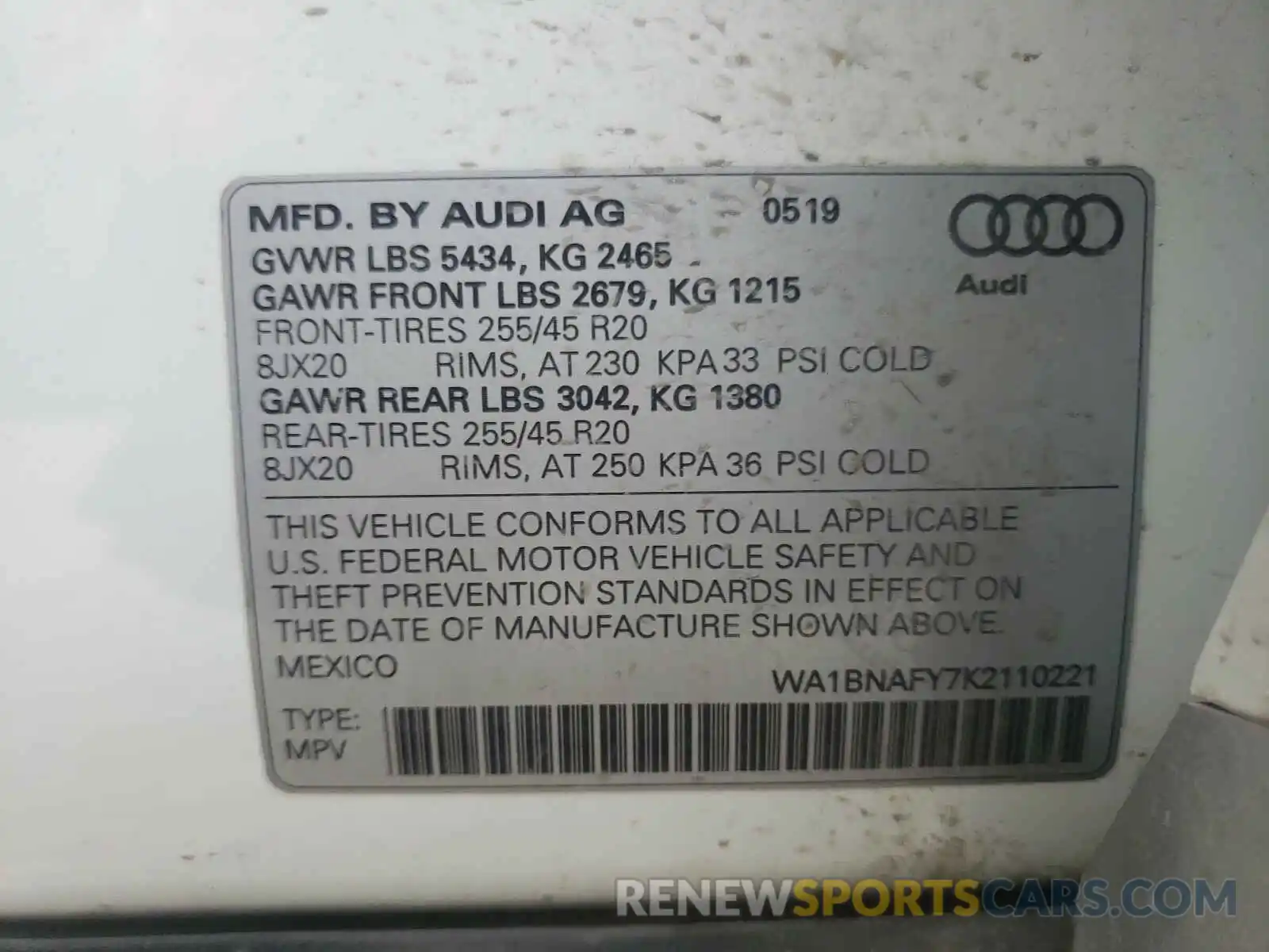 10 Photograph of a damaged car WA1BNAFY7K2110221 AUDI Q5 2019