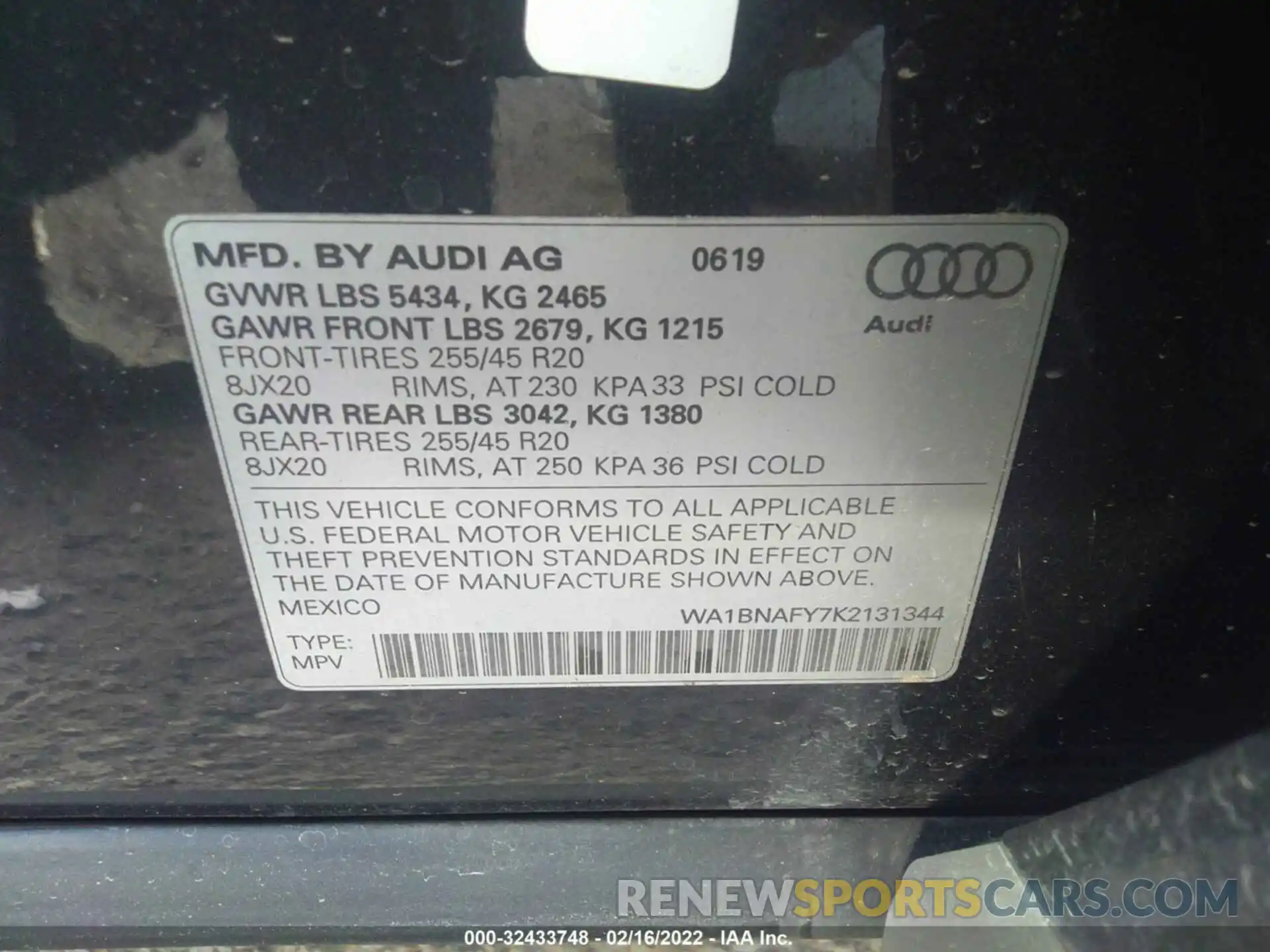 9 Фотография поврежденного автомобиля WA1BNAFY7K2131344 AUDI Q5 2019