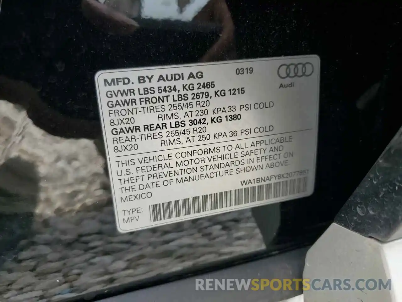 12 Photograph of a damaged car WA1BNAFY8K2077651 AUDI Q5 2019