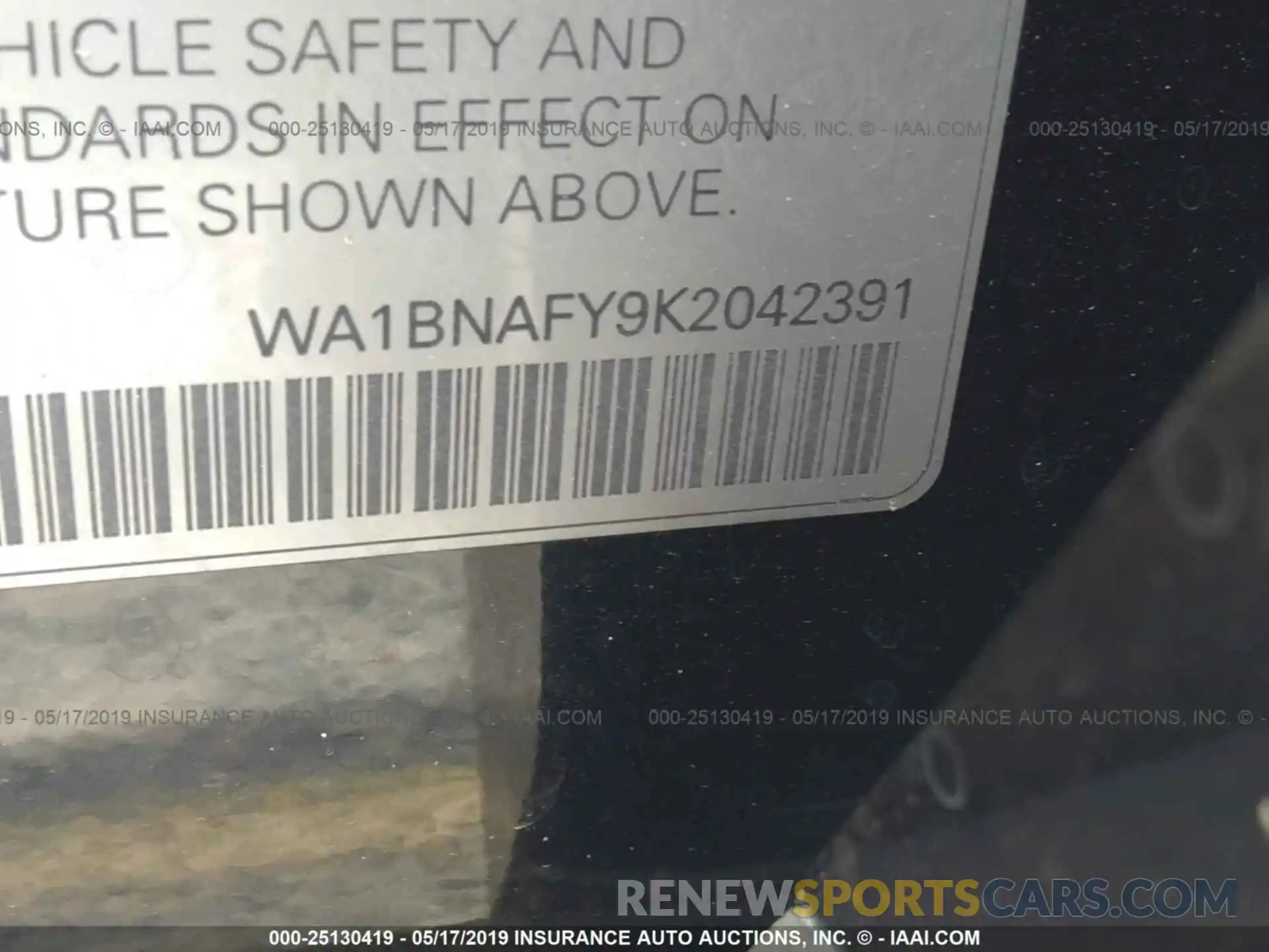 9 Photograph of a damaged car WA1BNAFY9K2042391 AUDI Q5 2019