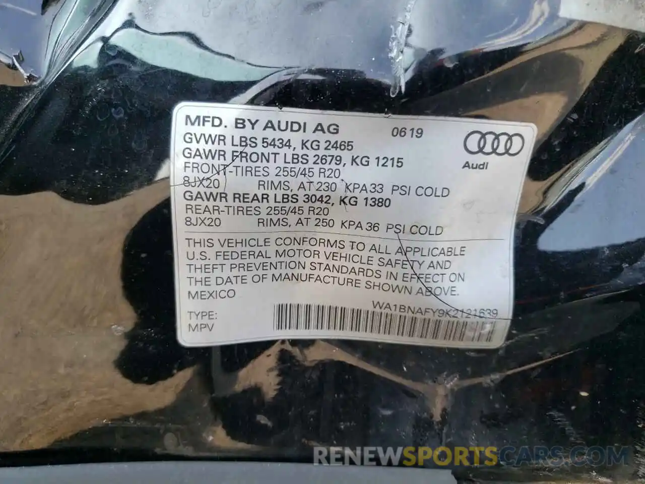 10 Фотография поврежденного автомобиля WA1BNAFY9K2121639 AUDI Q5 2019