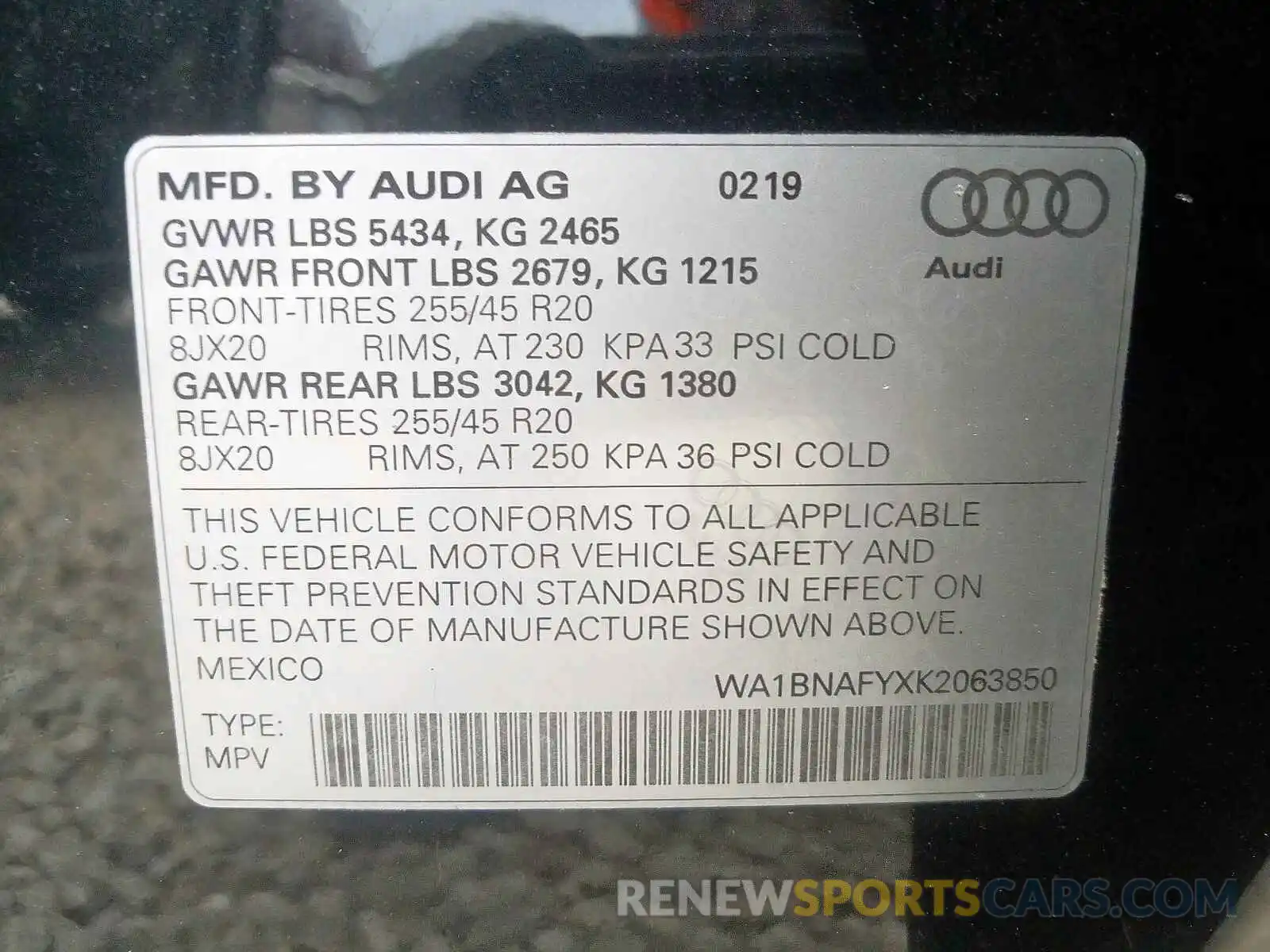 10 Photograph of a damaged car WA1BNAFYXK2063850 AUDI Q5 2019