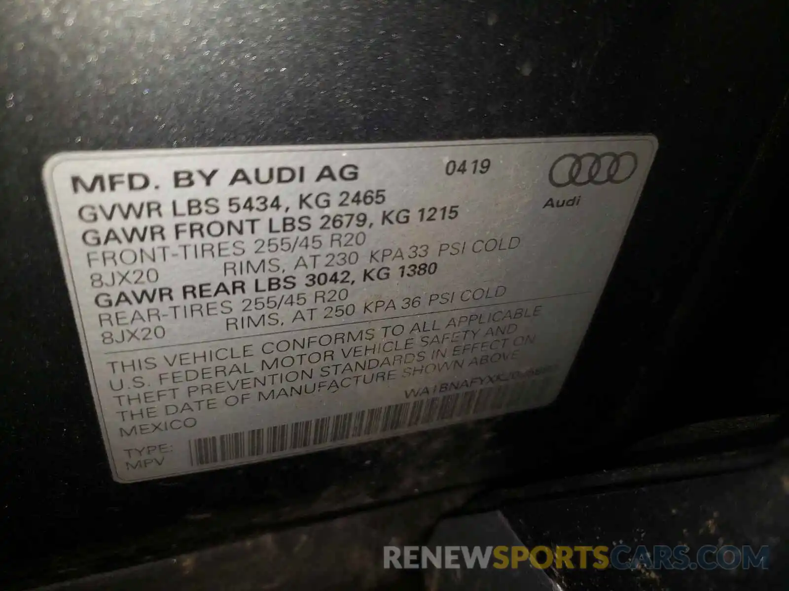 10 Фотография поврежденного автомобиля WA1BNAFYXK2095889 AUDI Q5 2019