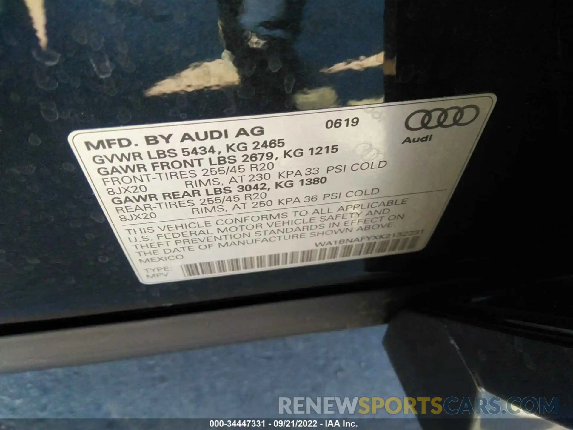 9 Фотография поврежденного автомобиля WA1BNAFYXK2132231 AUDI Q5 2019