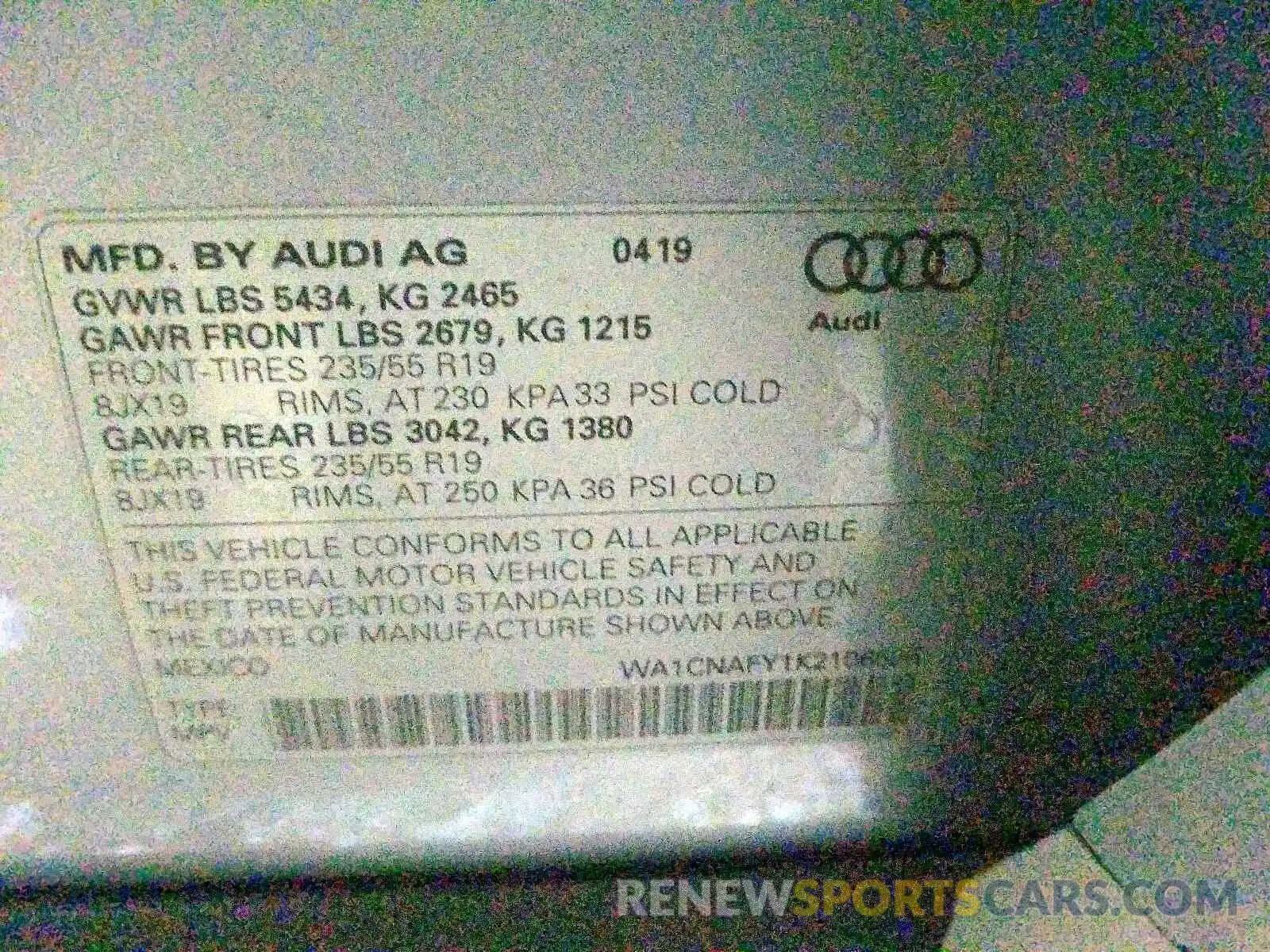 10 Фотография поврежденного автомобиля WA1CNAFY1K2106525 AUDI Q5 2019