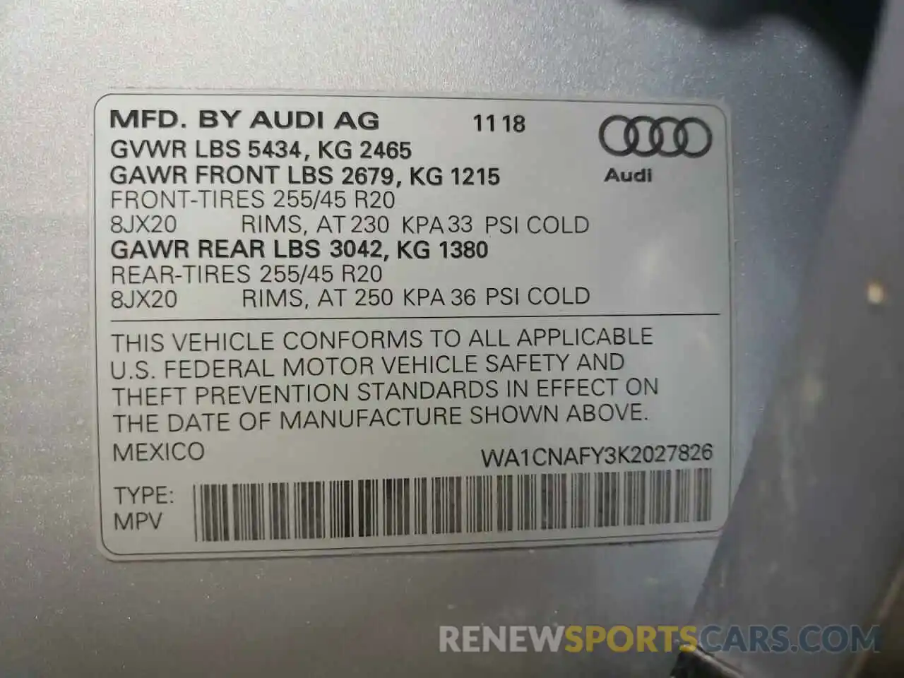 10 Photograph of a damaged car WA1CNAFY3K2027826 AUDI Q5 2019