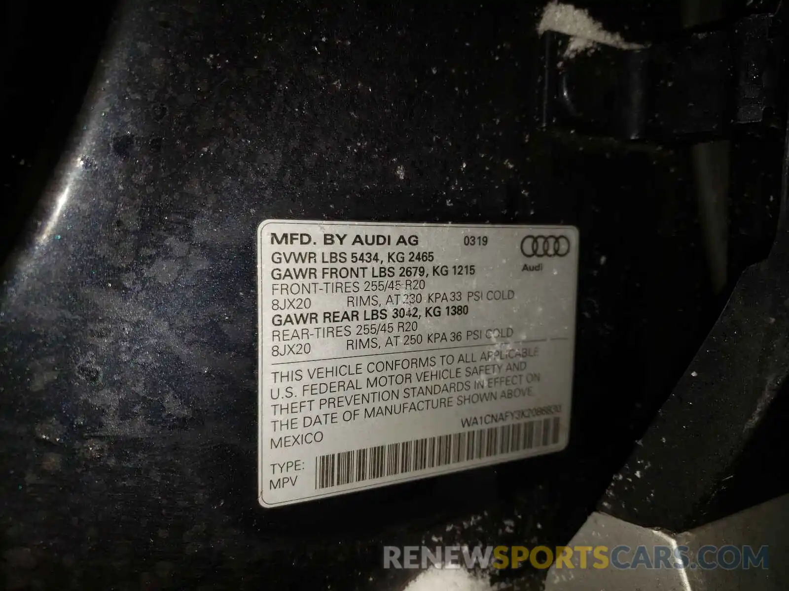 10 Photograph of a damaged car WA1CNAFY3K2086830 AUDI Q5 2019