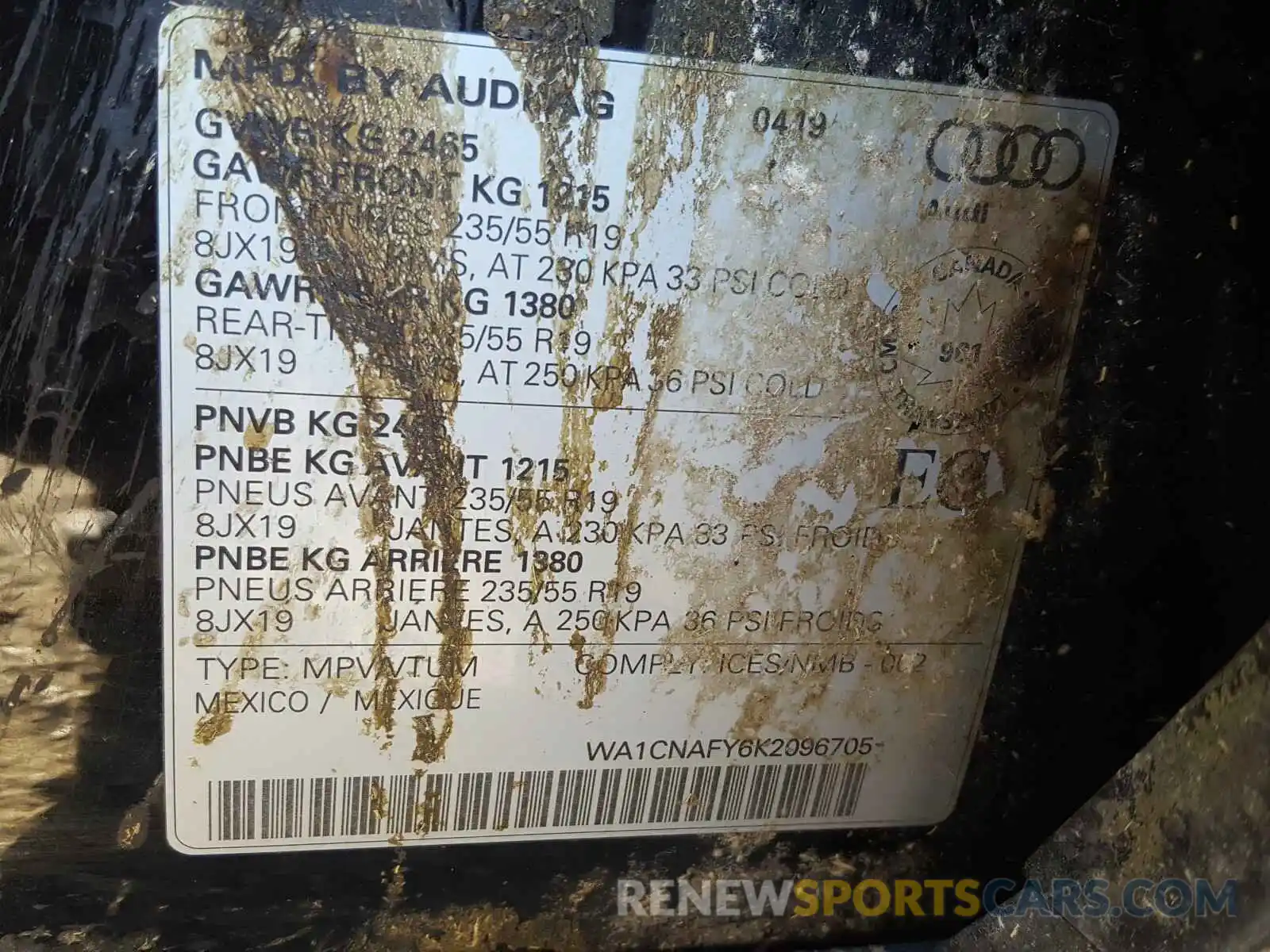 10 Photograph of a damaged car WA1CNAFY6K2096705 AUDI Q5 2019