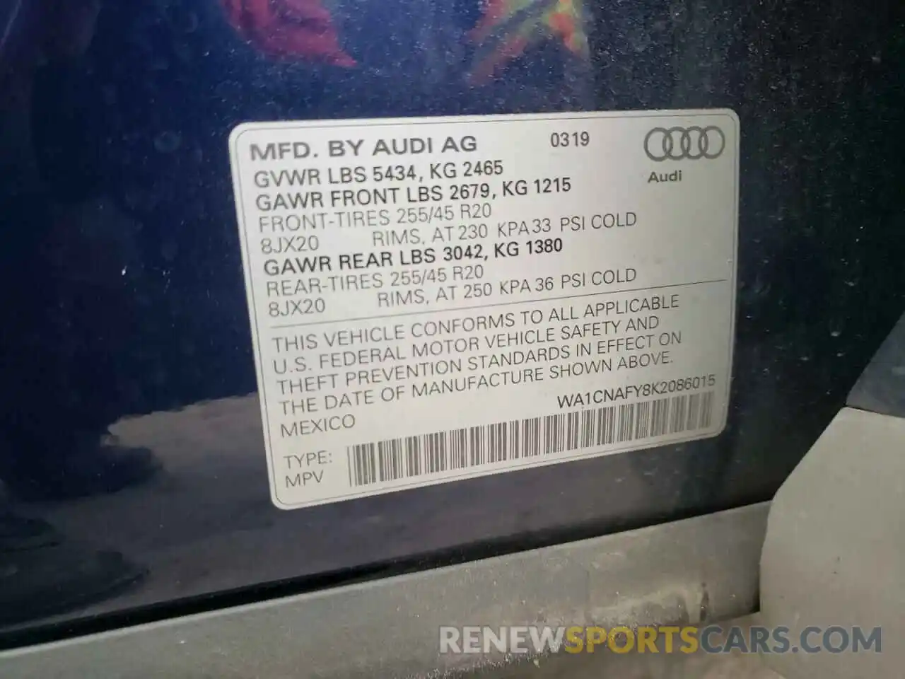 10 Фотография поврежденного автомобиля WA1CNAFY8K2086015 AUDI Q5 2019