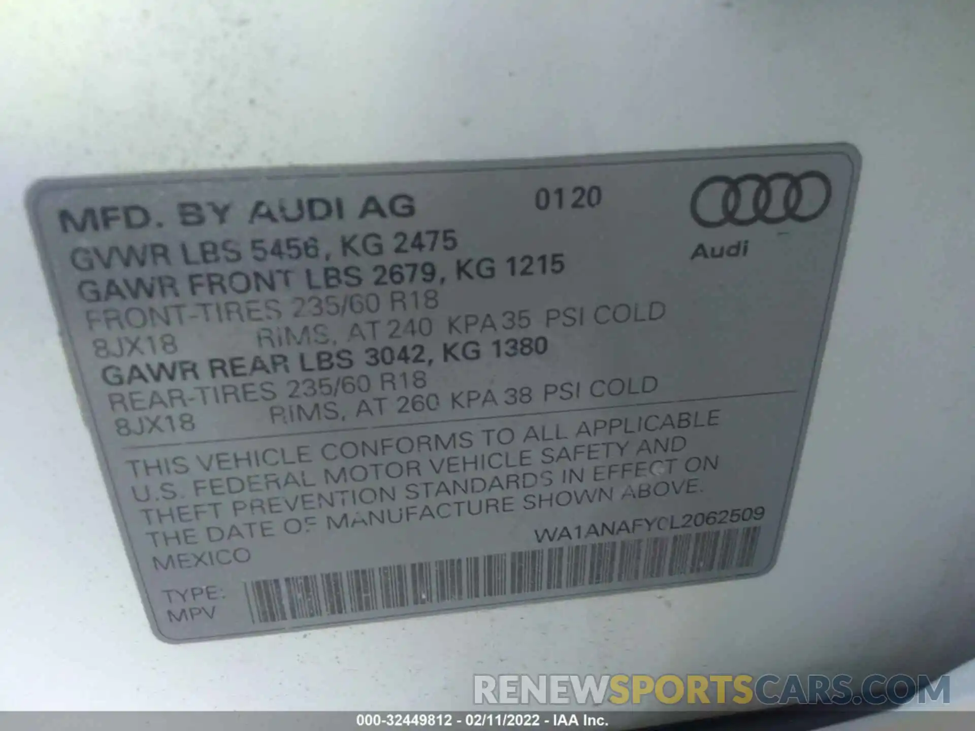 9 Photograph of a damaged car WA1ANAFY0L2062509 AUDI Q5 2020