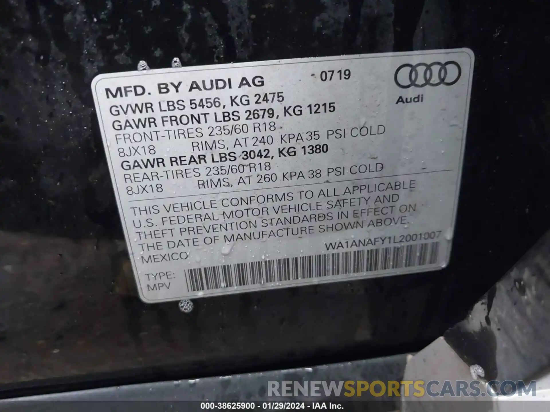 9 Фотография поврежденного автомобиля WA1ANAFY1L2001007 AUDI Q5 2020