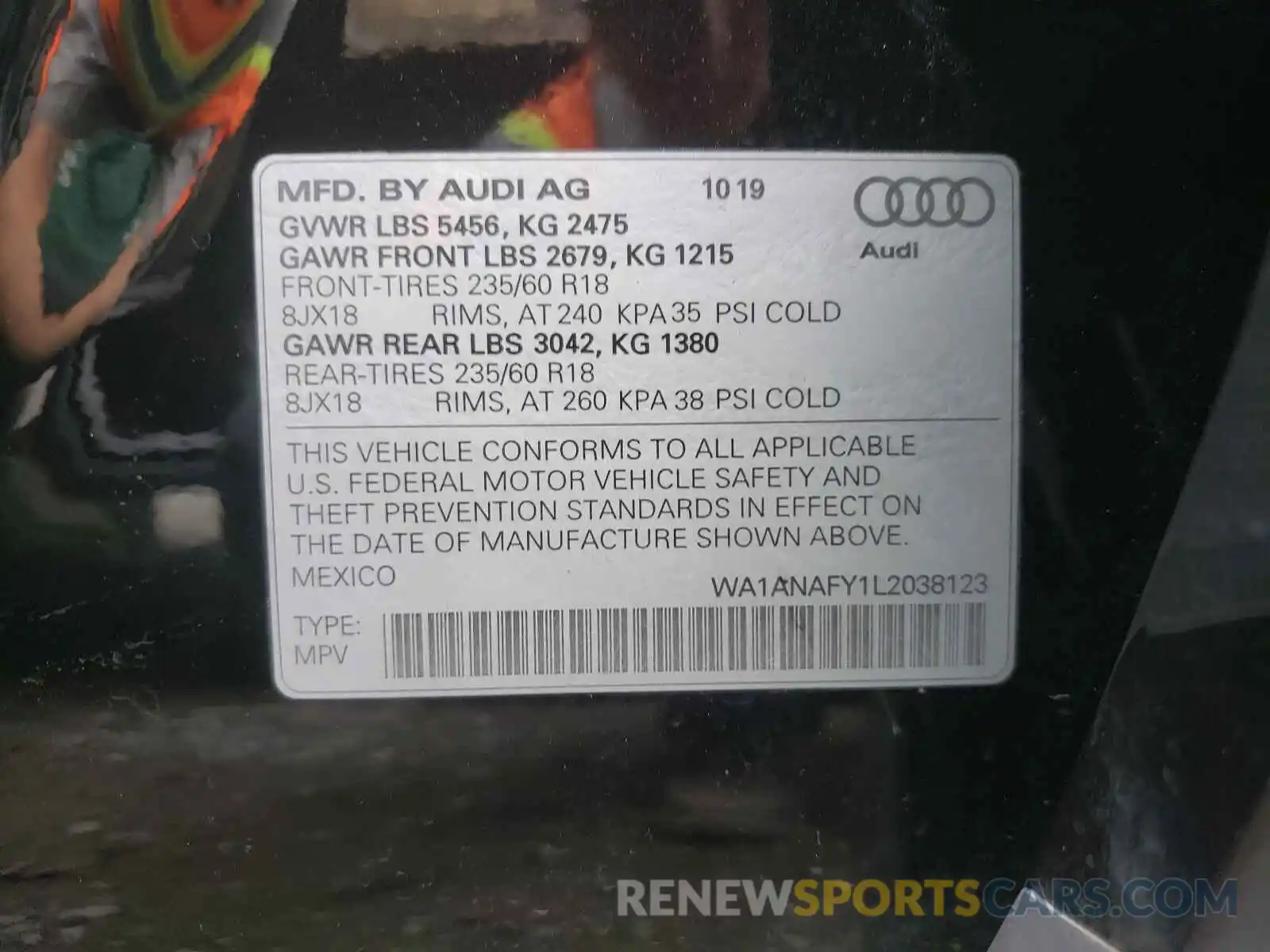 10 Фотография поврежденного автомобиля WA1ANAFY1L2038123 AUDI Q5 2020