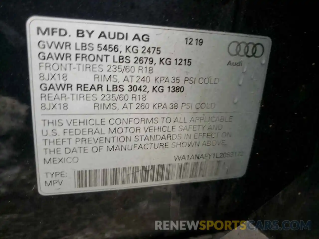 10 Фотография поврежденного автомобиля WA1ANAFY1L2053172 AUDI Q5 2020