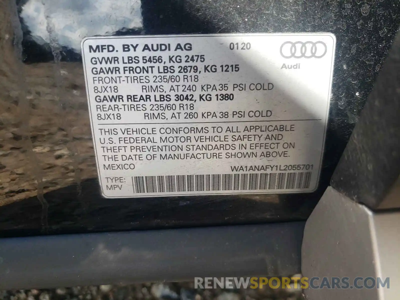 10 Photograph of a damaged car WA1ANAFY1L2055701 AUDI Q5 2020