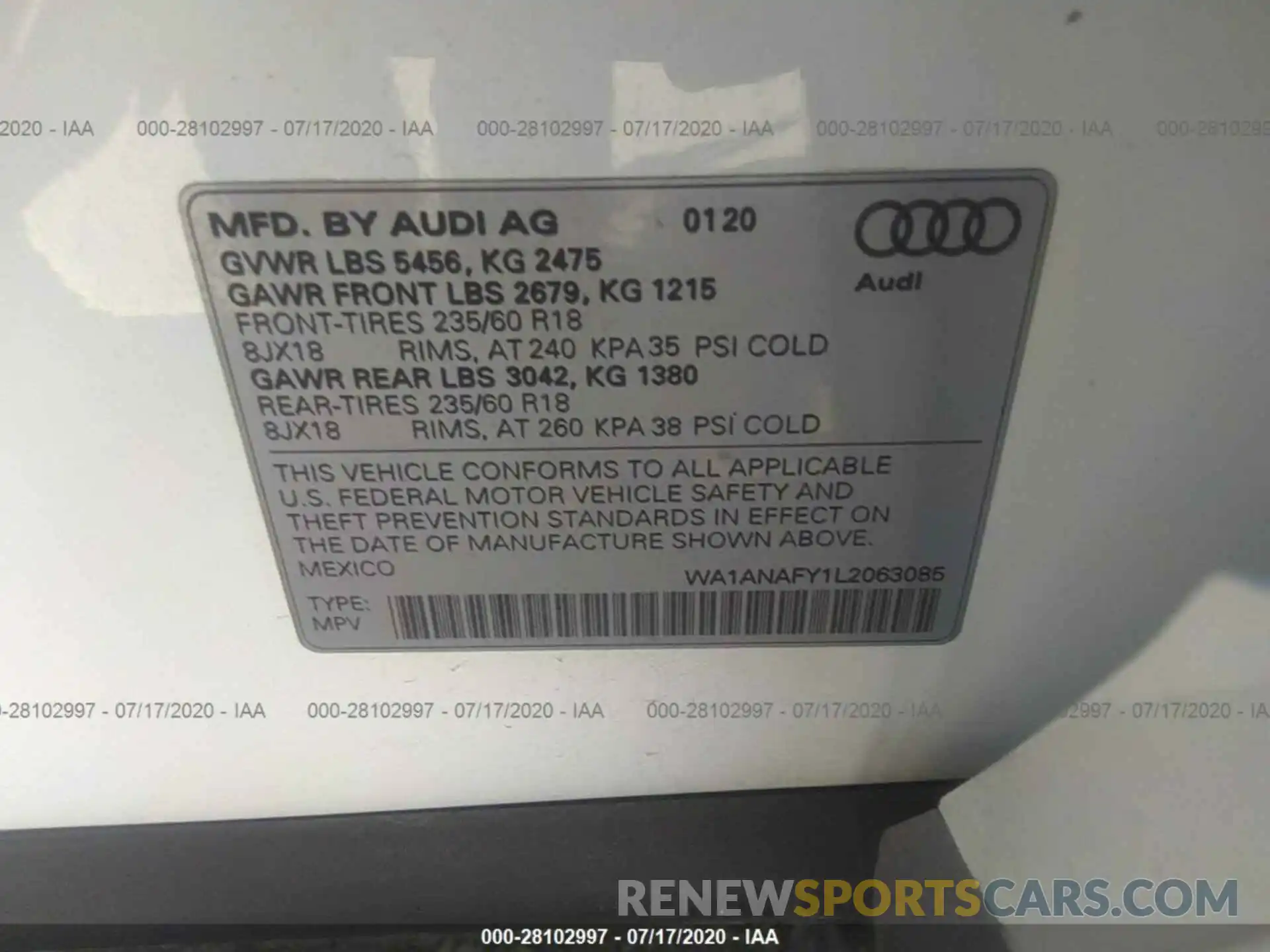 9 Фотография поврежденного автомобиля WA1ANAFY1L2063085 AUDI Q5 2020