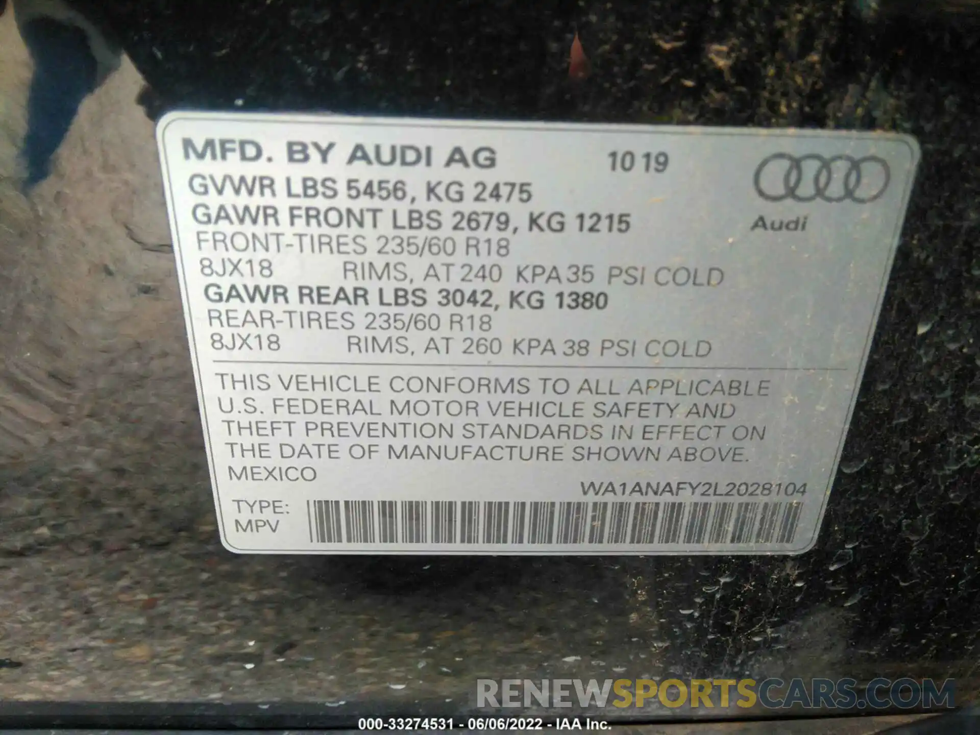 9 Фотография поврежденного автомобиля WA1ANAFY2L2028104 AUDI Q5 2020