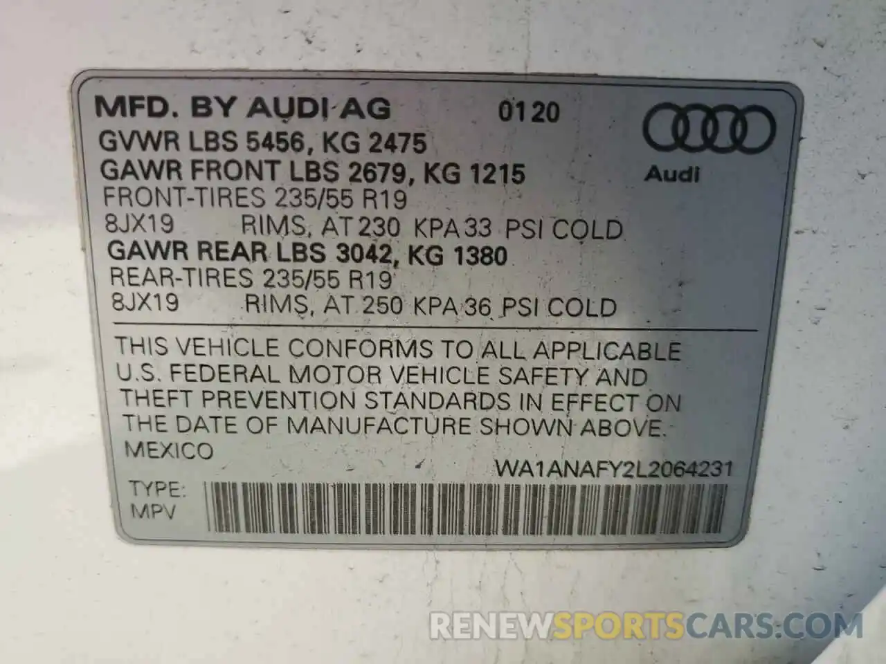 13 Photograph of a damaged car WA1ANAFY2L2064231 AUDI Q5 2020