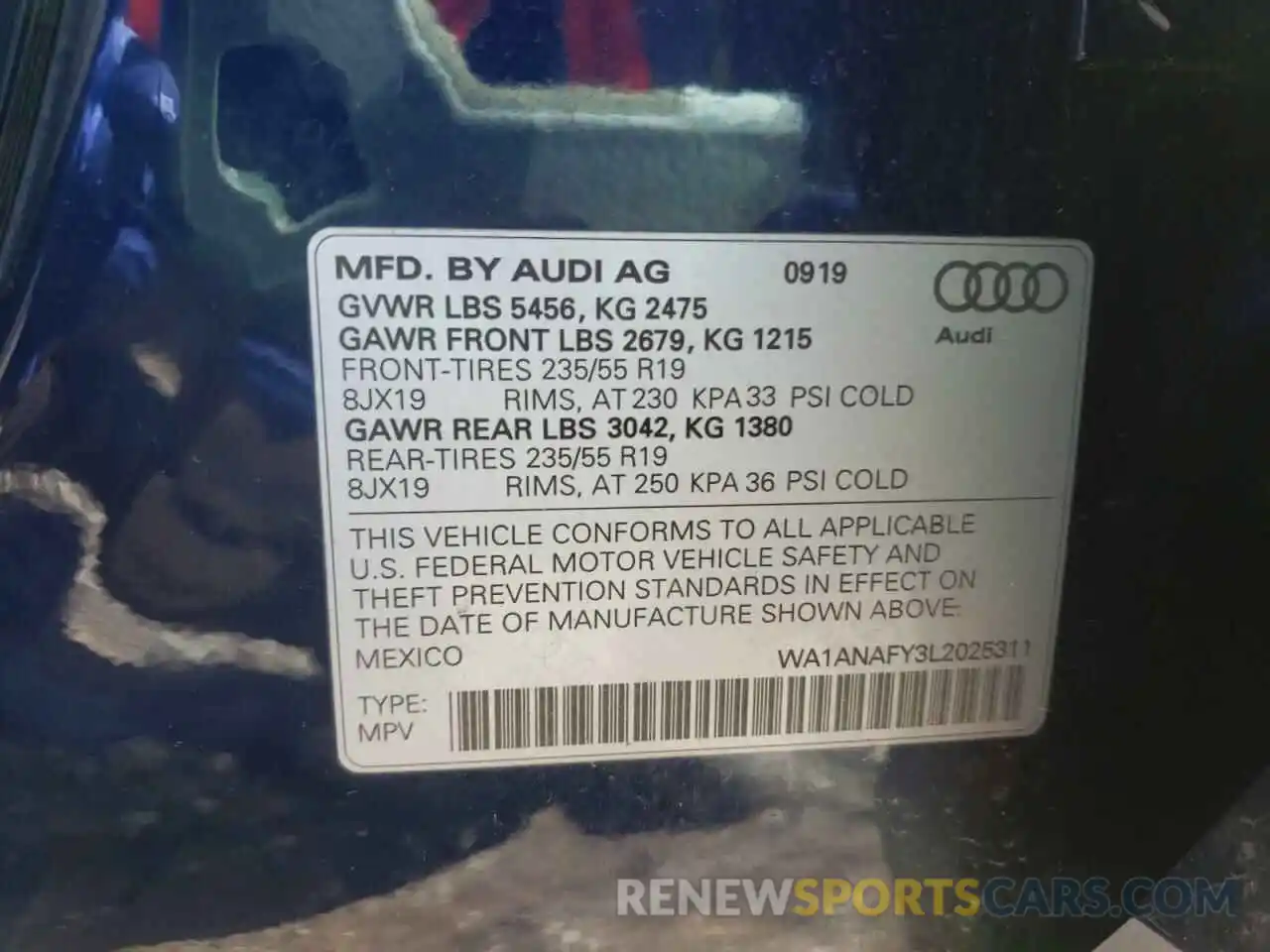 10 Фотография поврежденного автомобиля WA1ANAFY3L2025311 AUDI Q5 2020