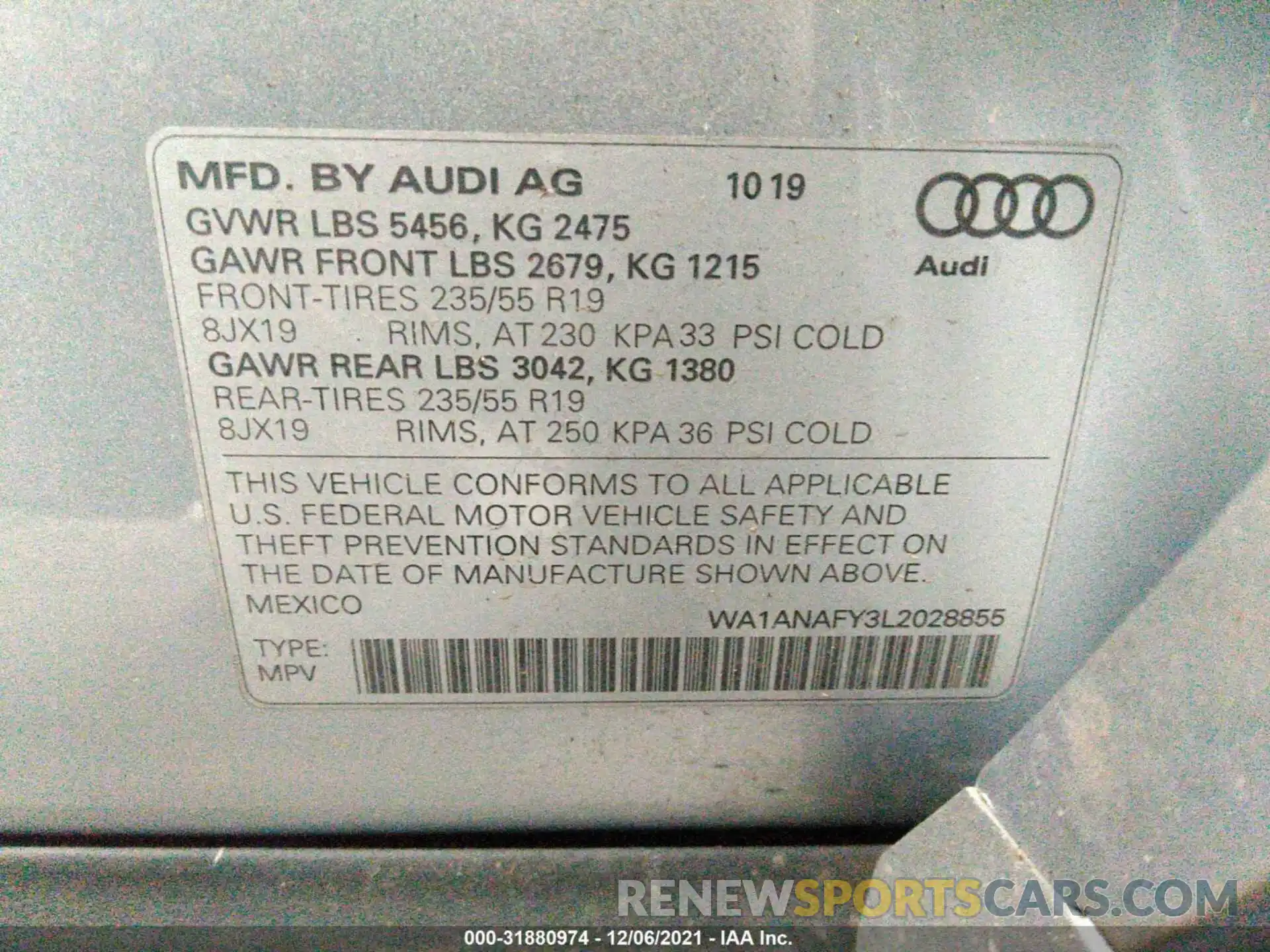 9 Фотография поврежденного автомобиля WA1ANAFY3L2028855 AUDI Q5 2020