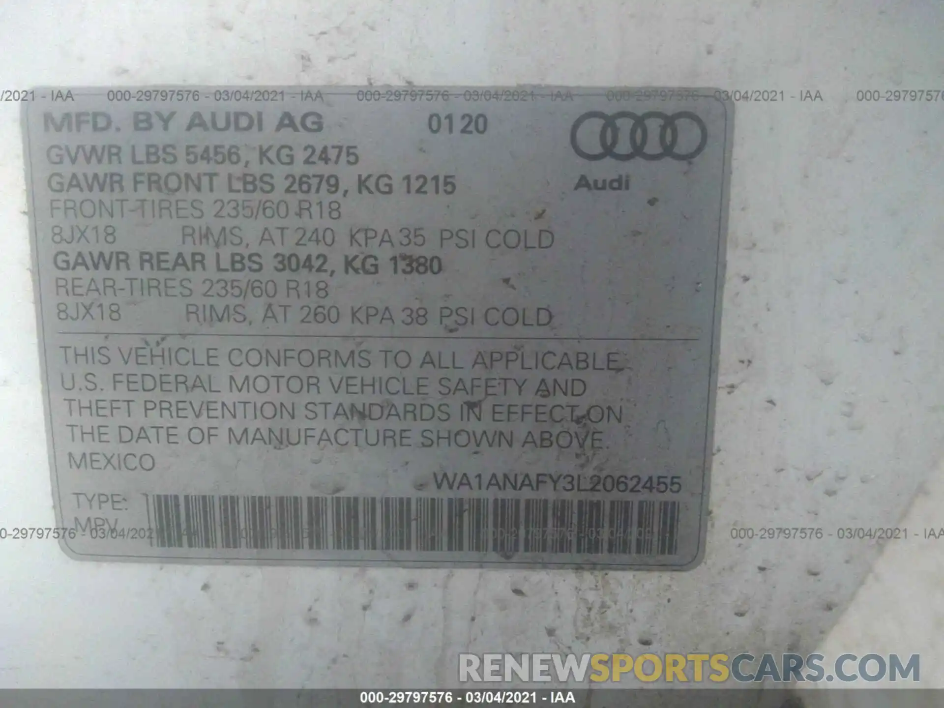 9 Photograph of a damaged car WA1ANAFY3L2062455 AUDI Q5 2020