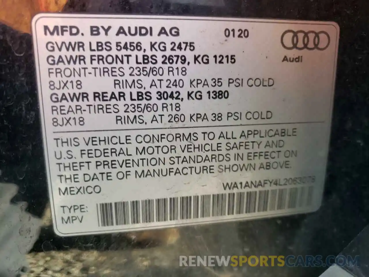 10 Фотография поврежденного автомобиля WA1ANAFY4L2063078 AUDI Q5 2020