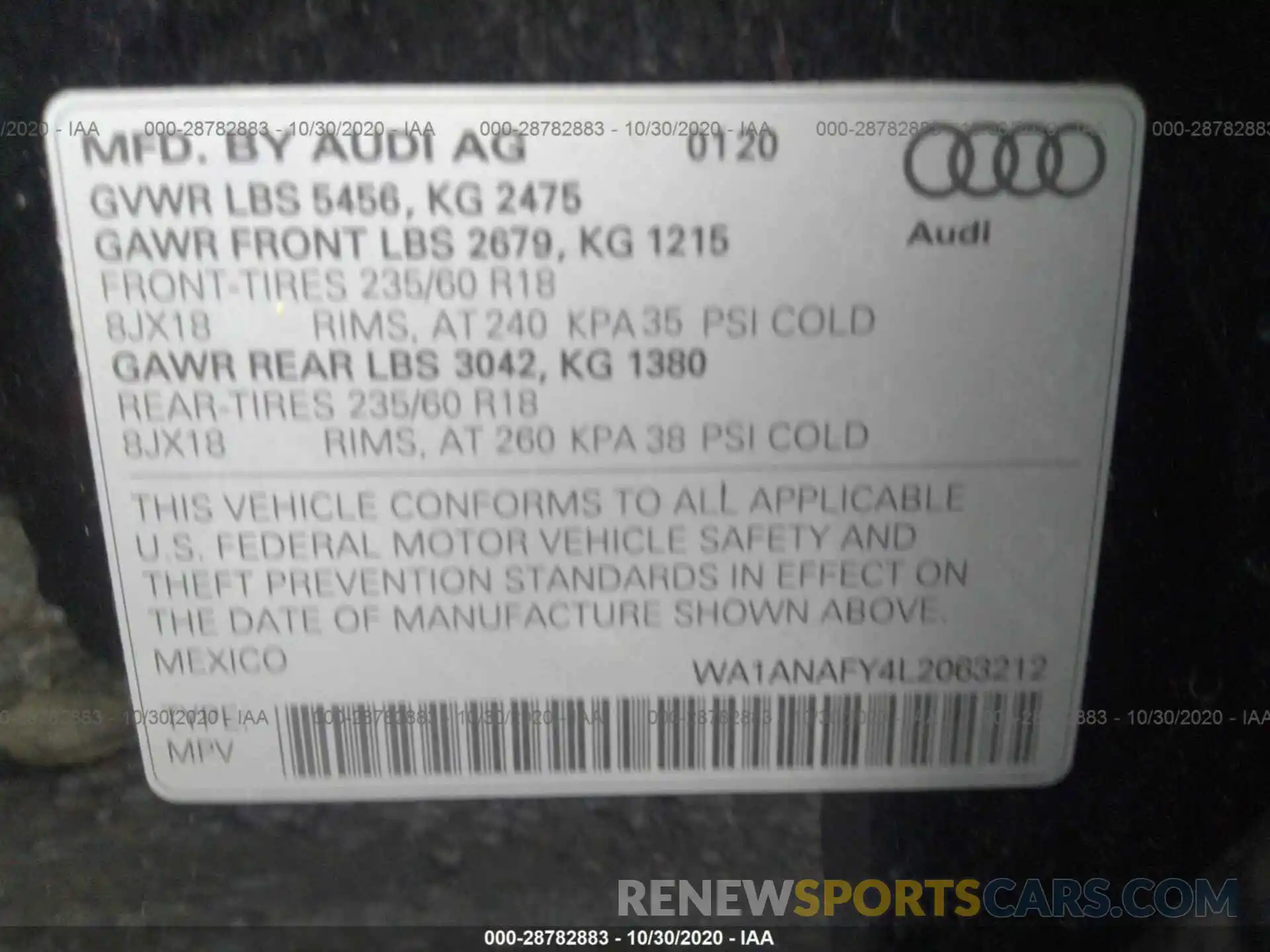 9 Фотография поврежденного автомобиля WA1ANAFY4L2063212 AUDI Q5 2020