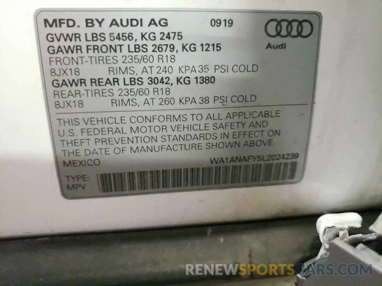 10 Фотография поврежденного автомобиля WA1ANAFY5L2024239 AUDI Q5 2020